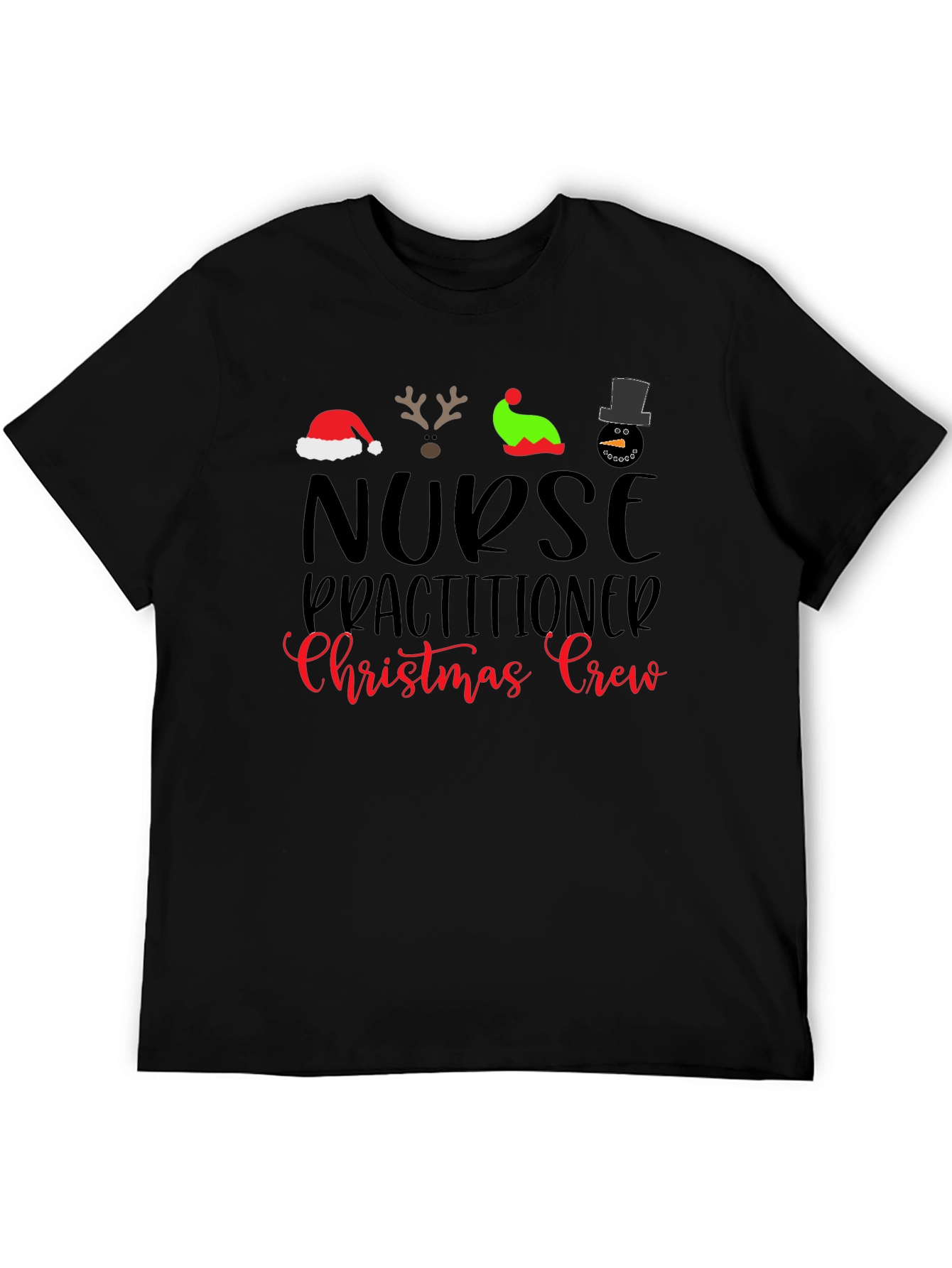 Nurse Practitioner Christmas Crew Black T-Shirt
