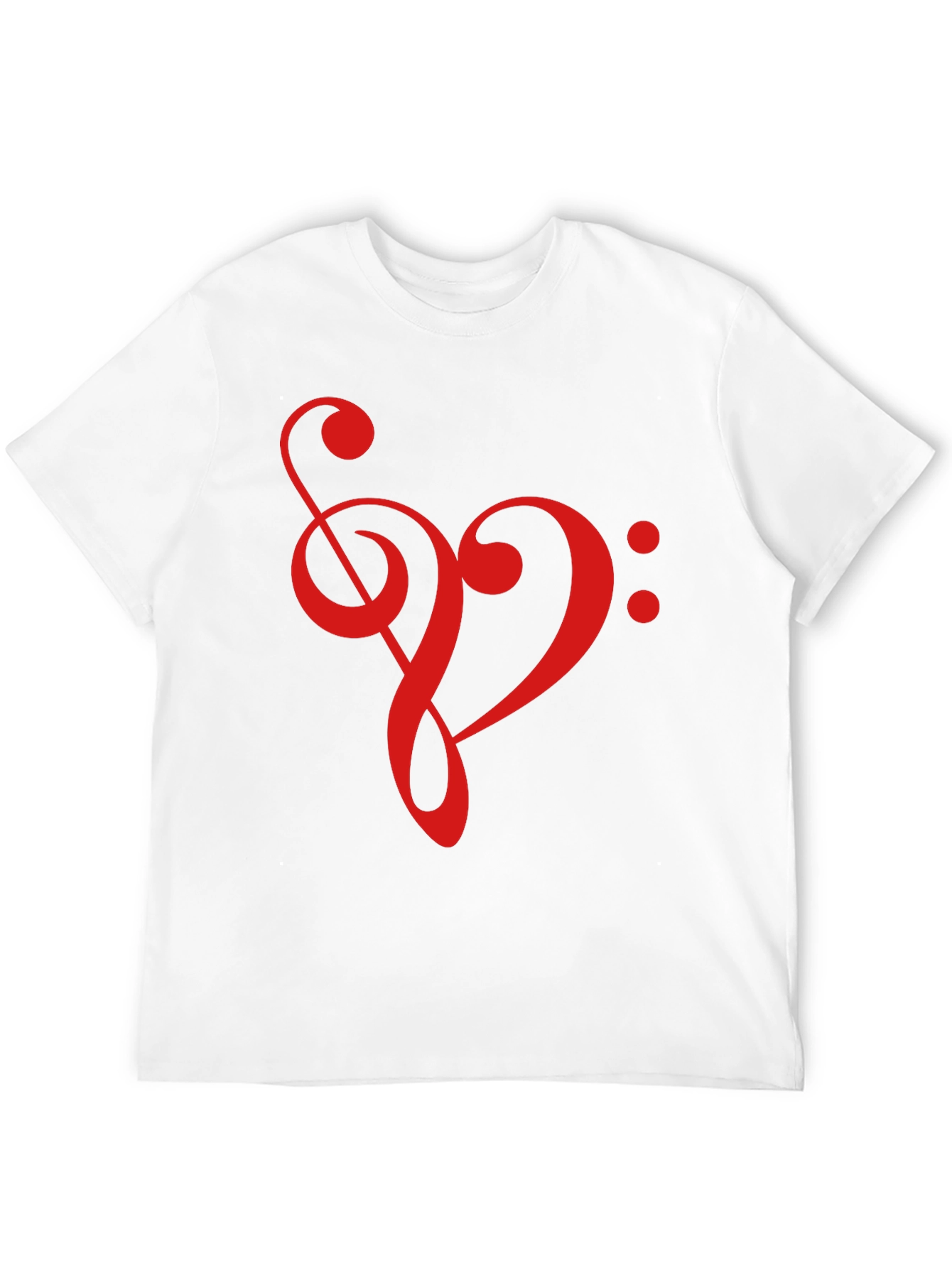 Musical Heart T-Shirt - Treble Clef Bass Clef Love
