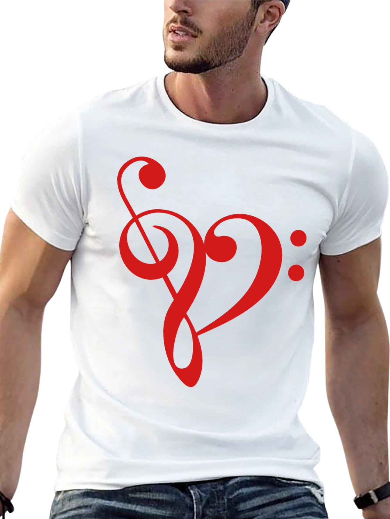 Musical Heart T-Shirt - Treble Clef Bass Clef Love