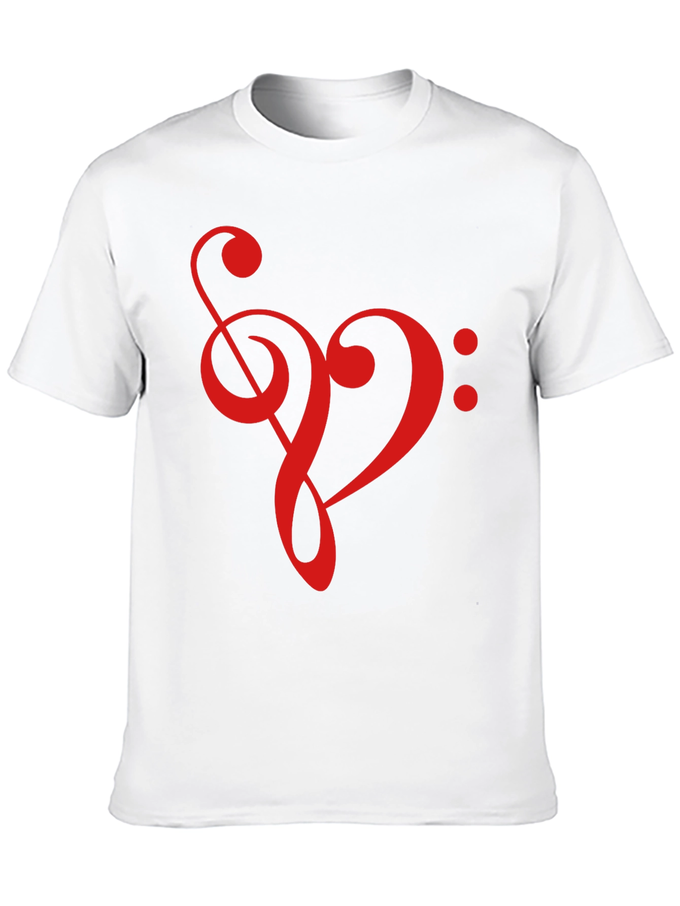 Musical Heart T-Shirt - Treble Clef Bass Clef Love