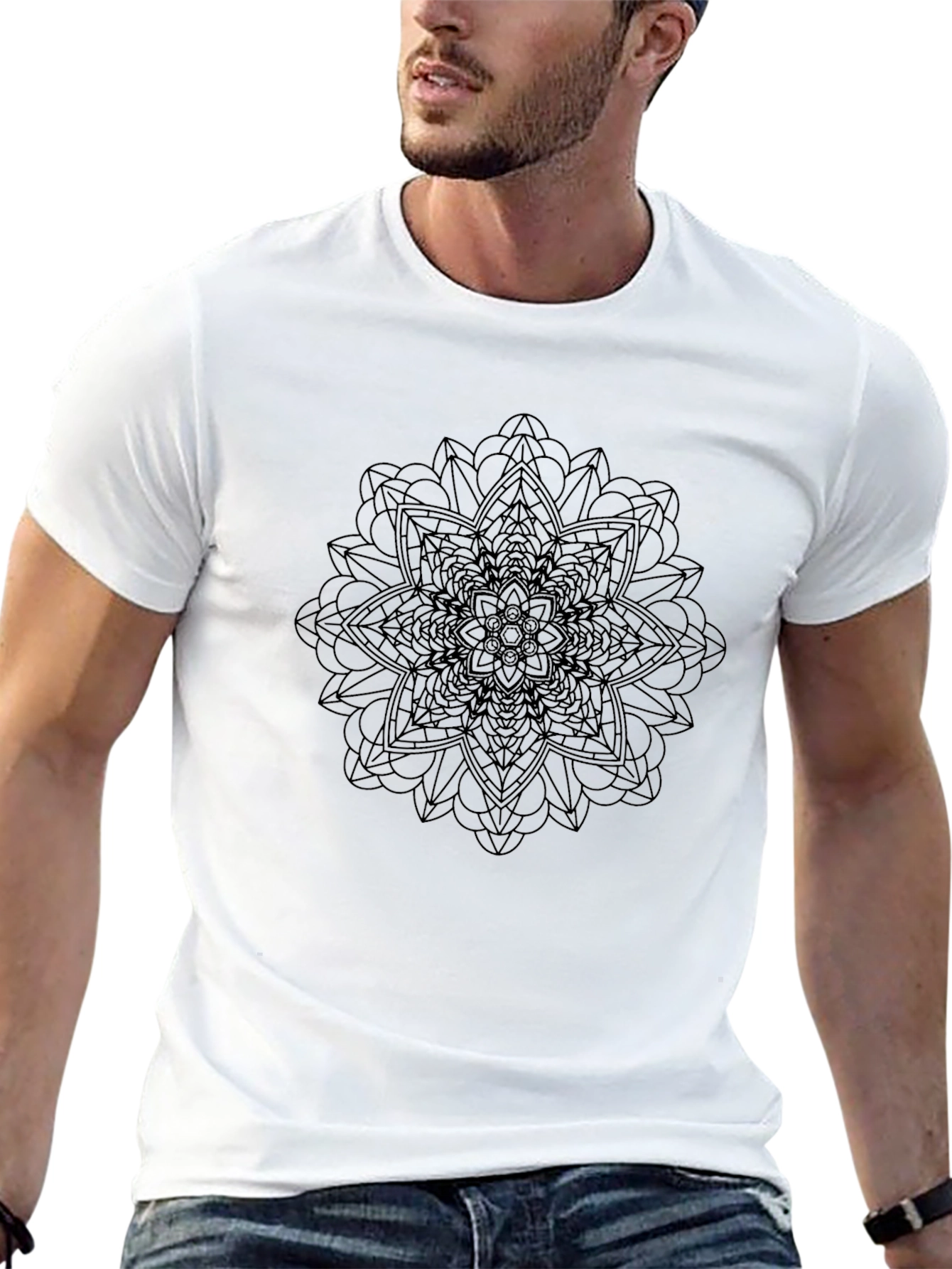 Geometric Mandala Graphic Tee - Mens Black T-Shirt