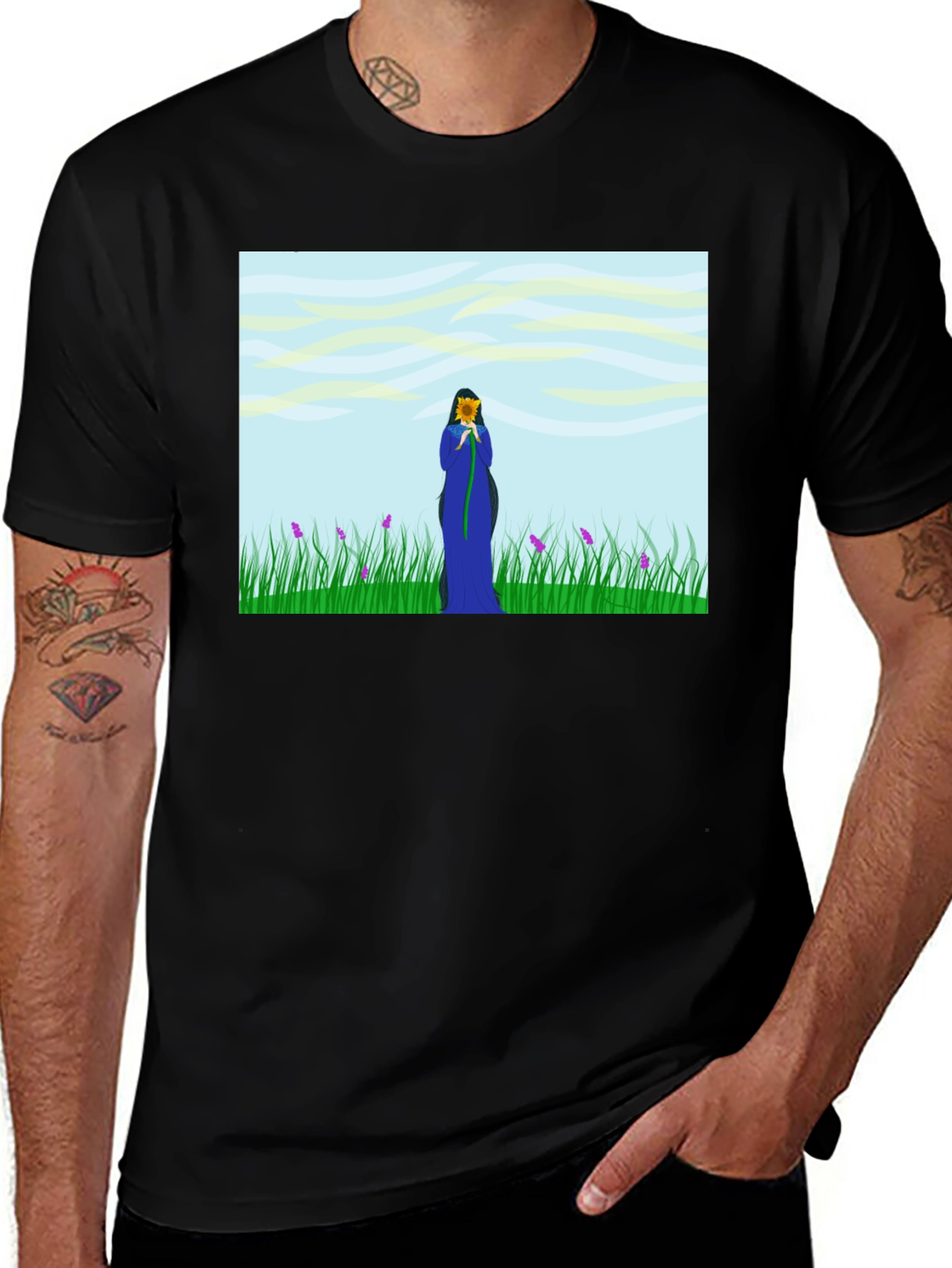 Nature Lovers T-Shirt: Sunflower Field Design