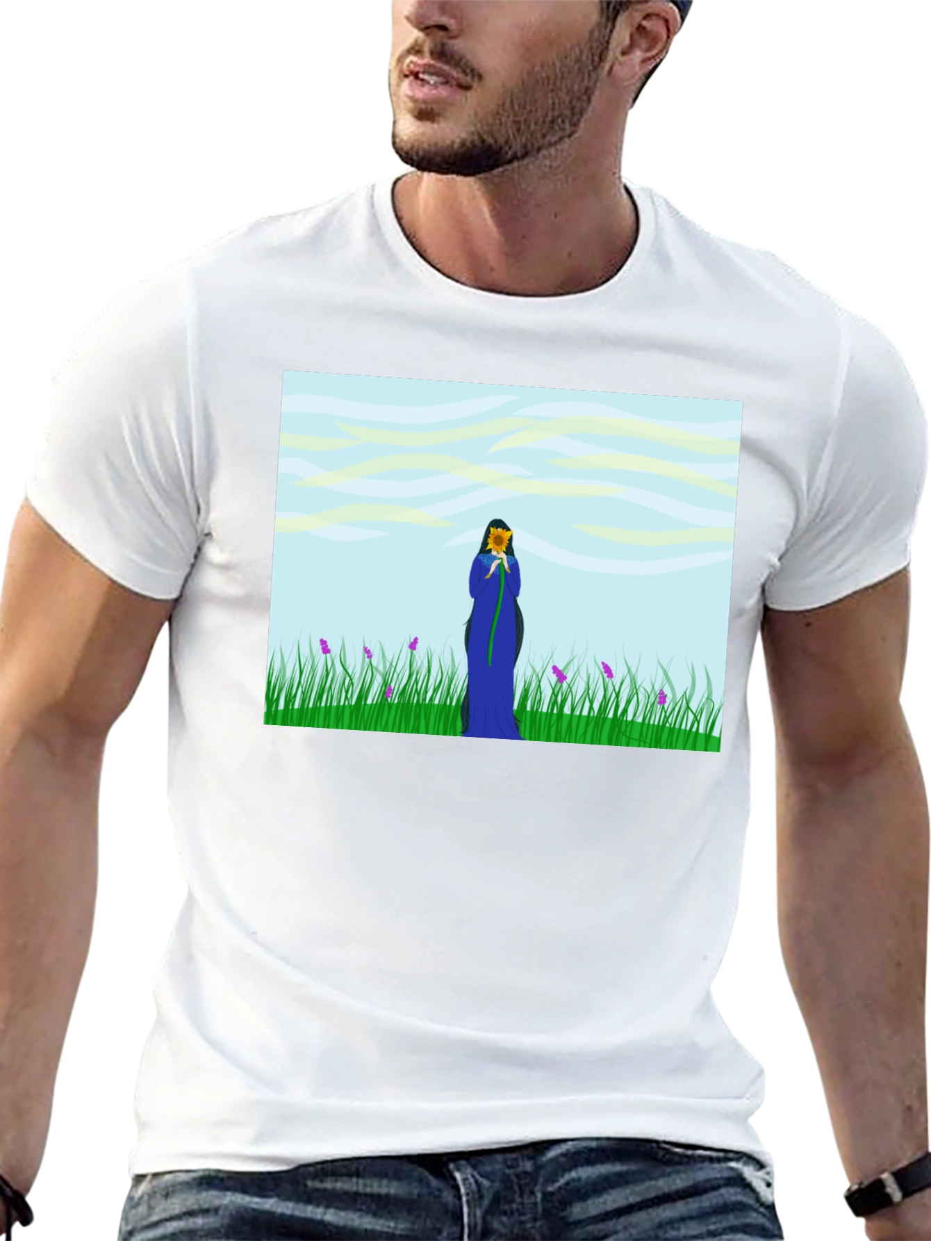 Nature Lovers T-Shirt: Sunflower Field Design