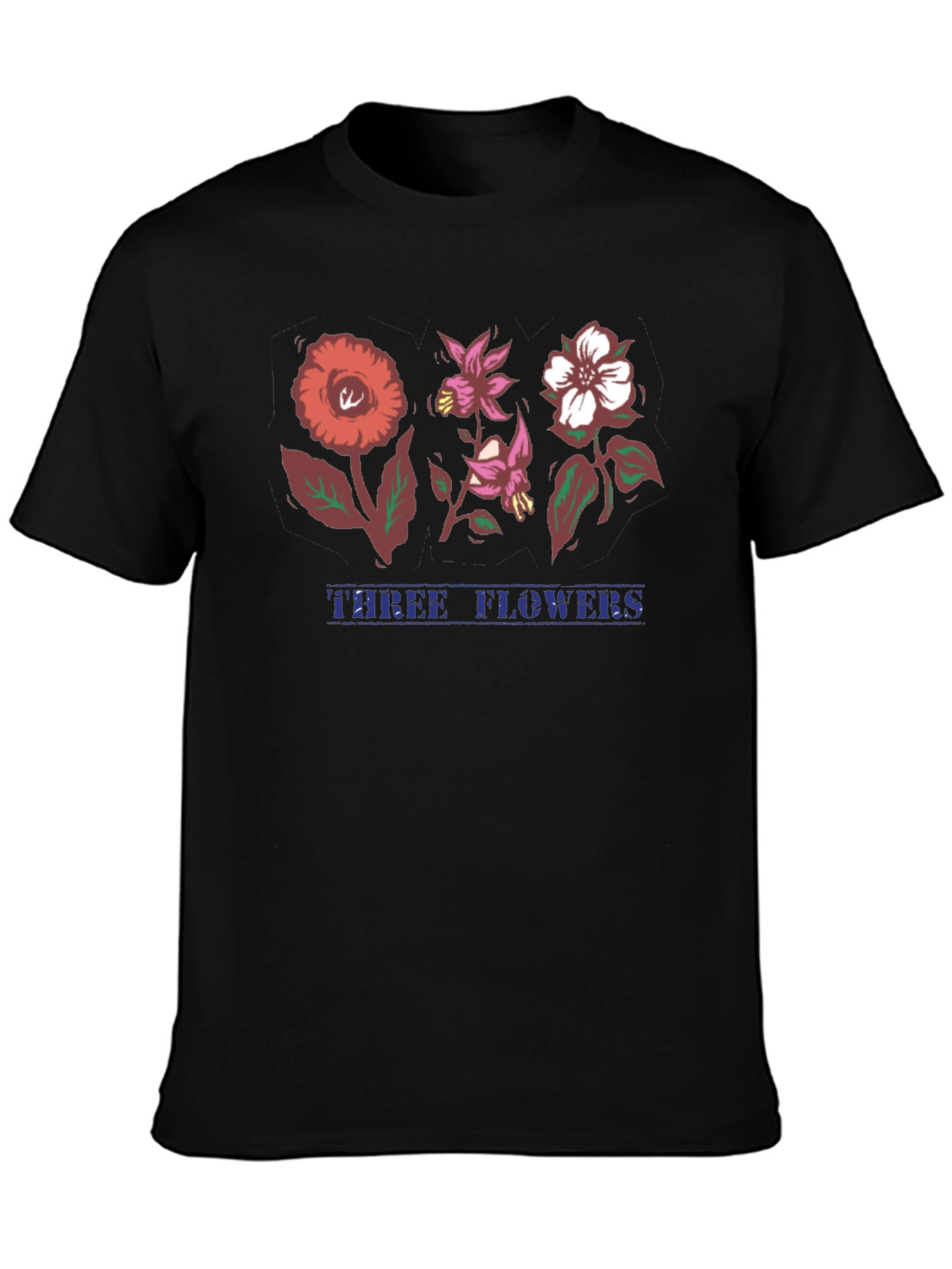 Three Flowers Graphic T-Shirt