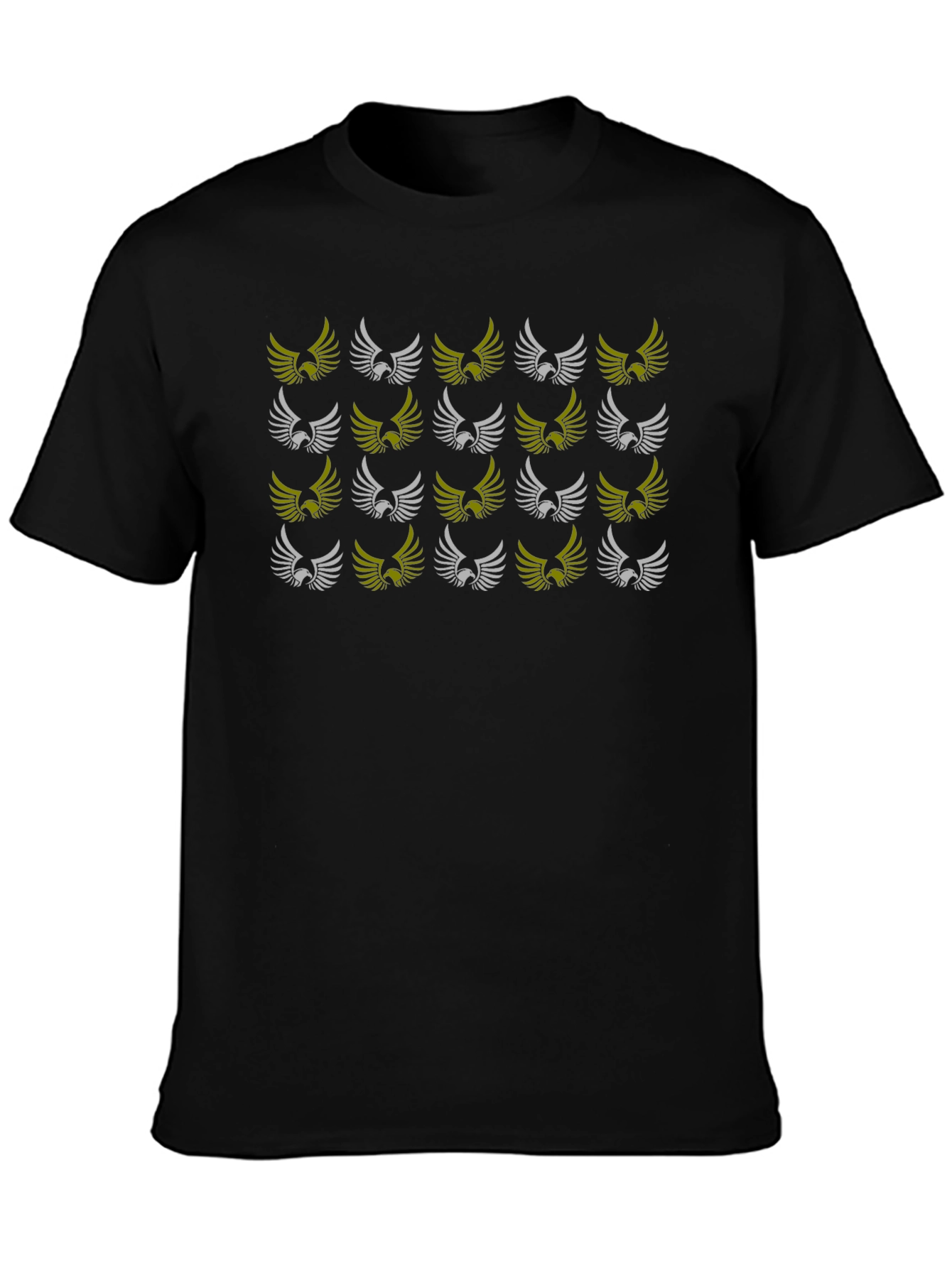 Eagle Wing Pattern Black T-Shirt