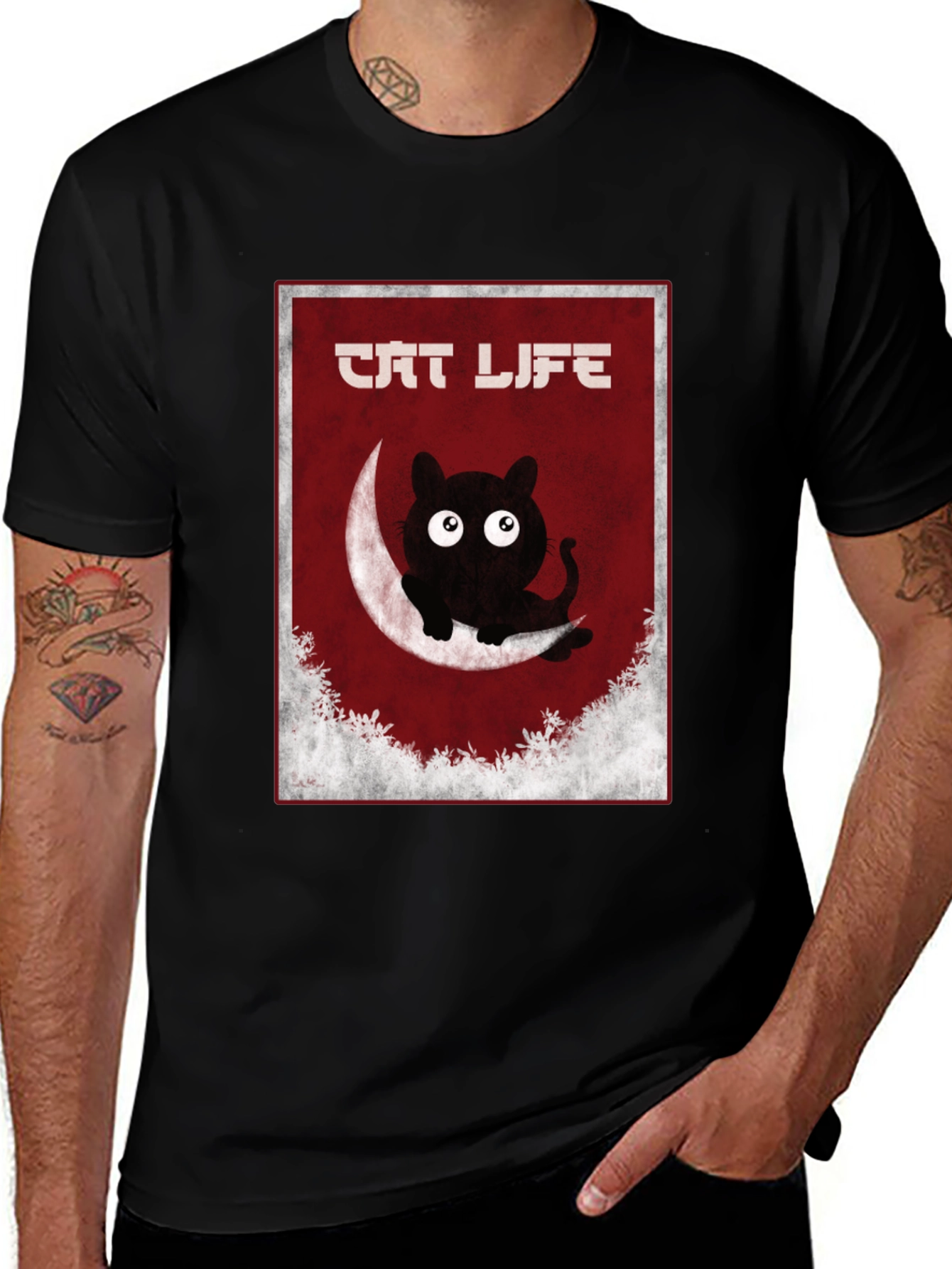 Cat Life Graphic T-Shirt - Mens Black Tee