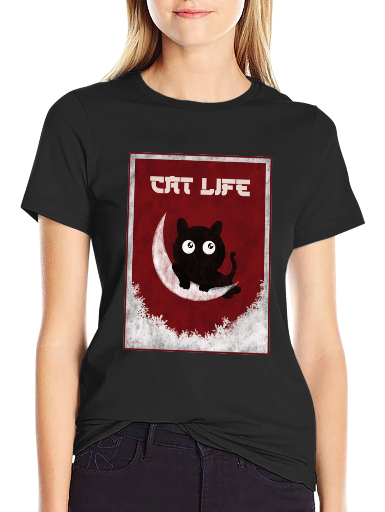 Cat Life Graphic T-Shirt - Mens Black Tee