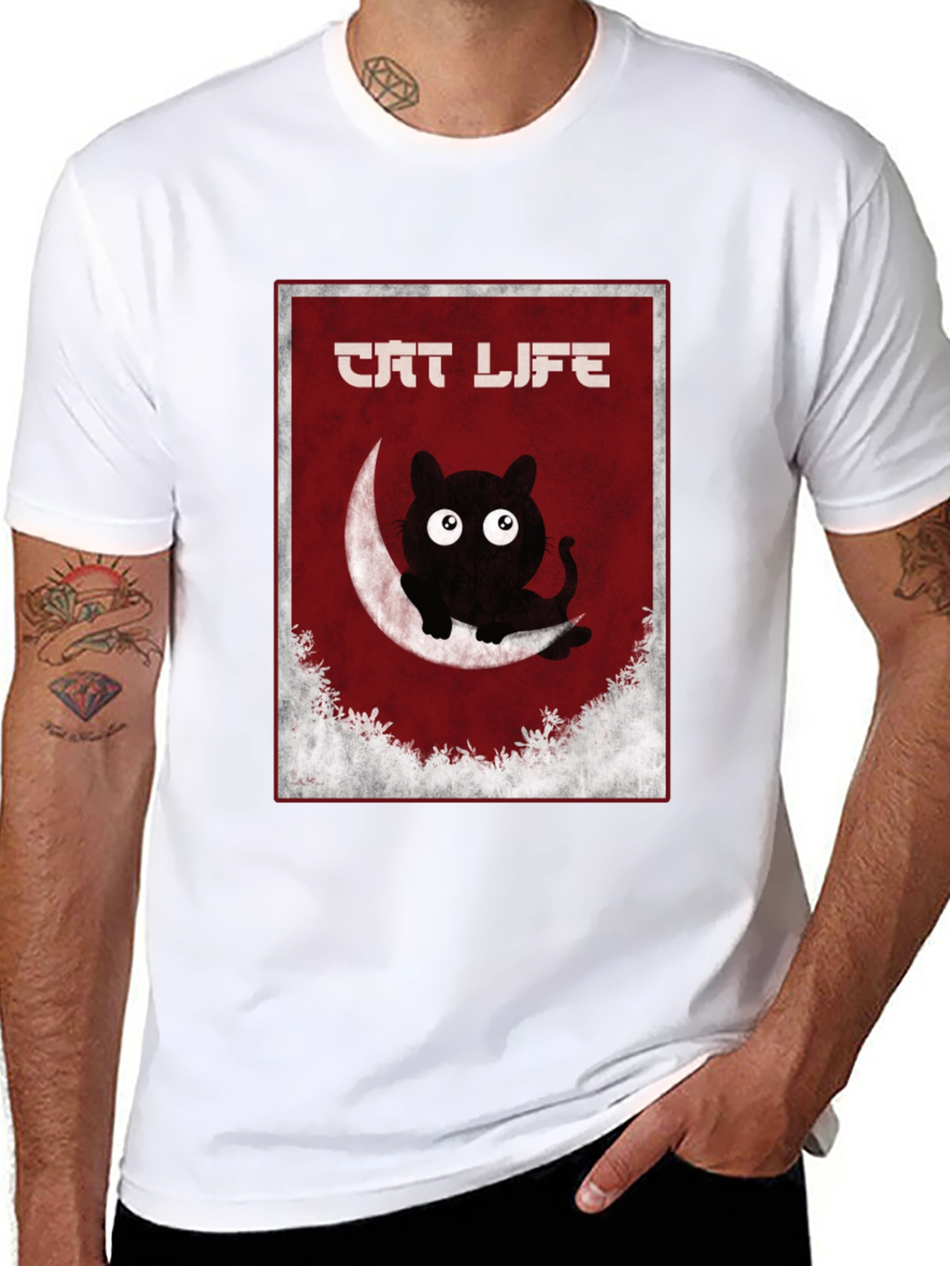 Cat Life Graphic T-Shirt - Mens Black Tee