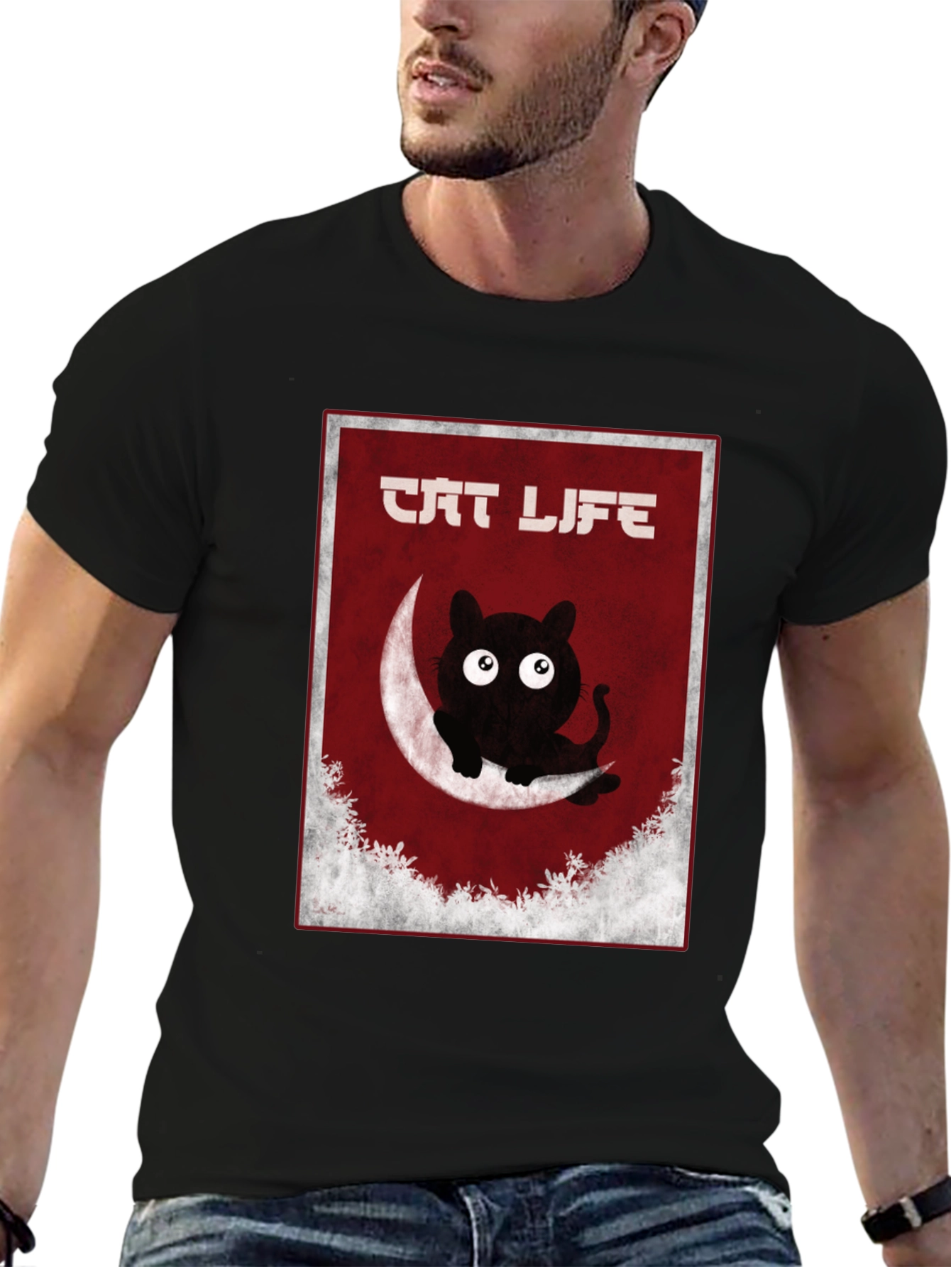 Cat Life Graphic T-Shirt - Mens Black Tee