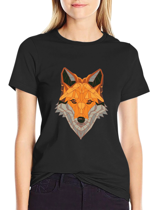 Geometric Fox Graphic Tee - Stylish Animal Print Shirt