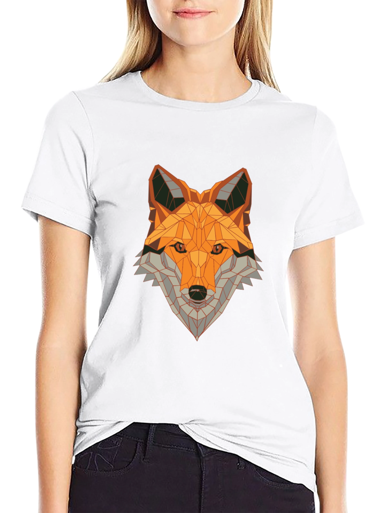 Geometric Fox Graphic Tee - Stylish Animal Print Shirt