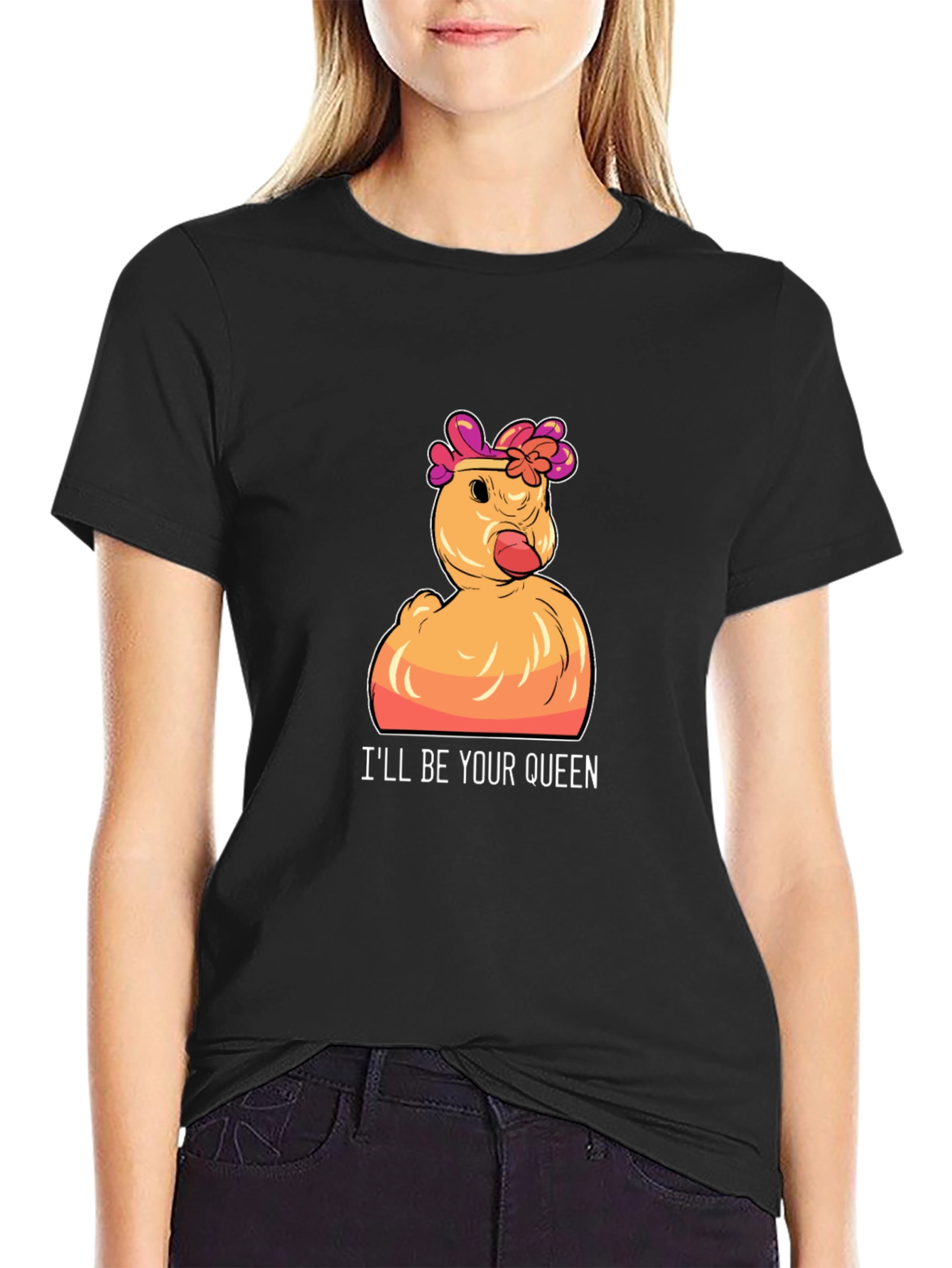 Queen Duck Graphic T-Shirt - Funny Novelty Tee