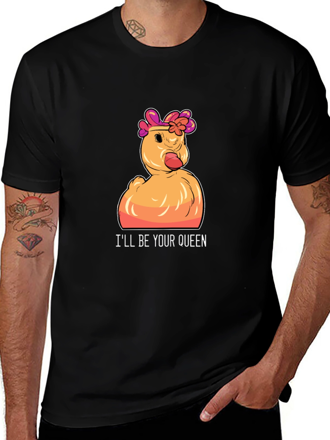 Queen Duck Graphic T-Shirt - Funny Novelty Tee