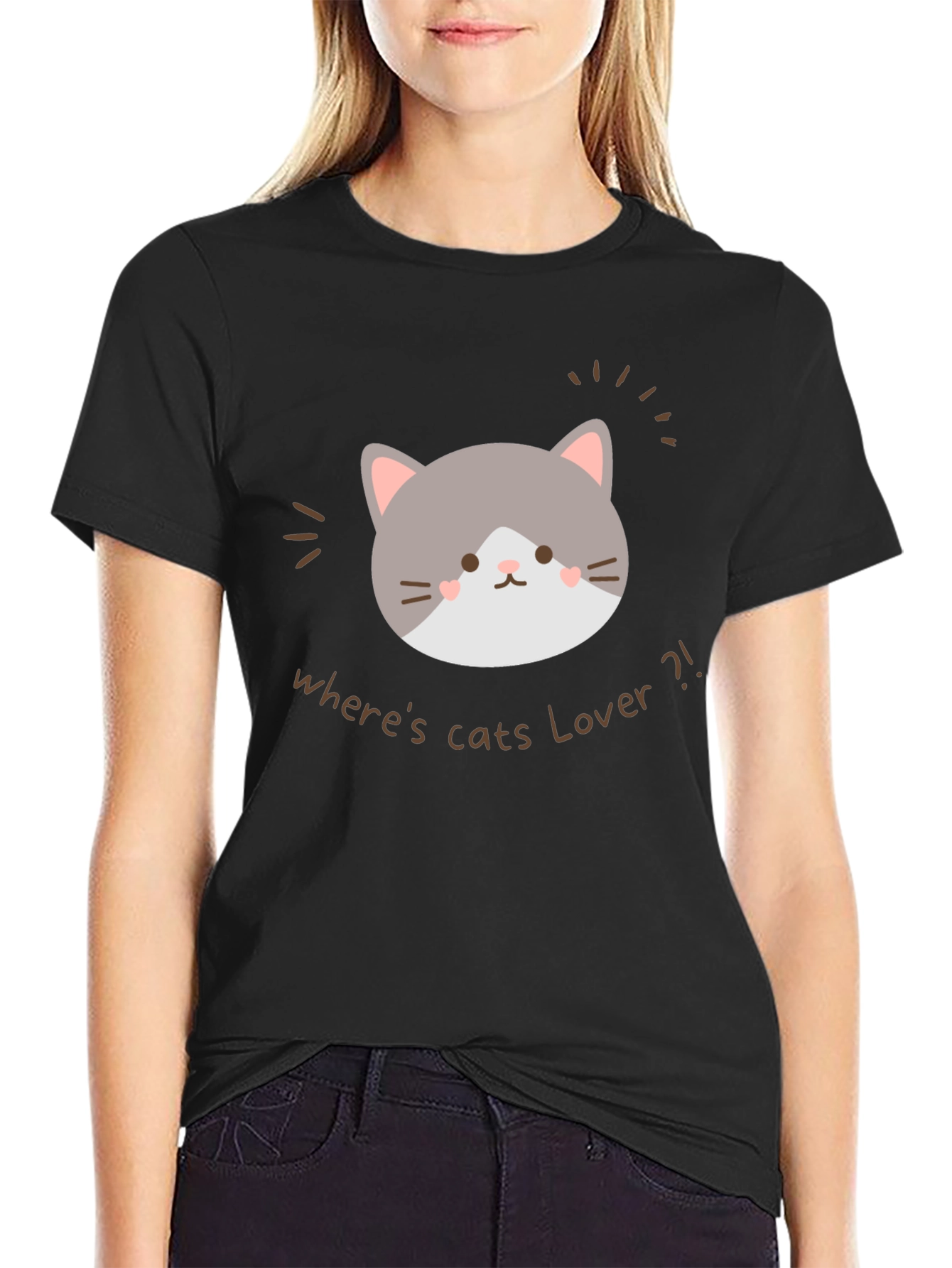 Cute Cat Lover Graphic T-Shirt - Wheres Cats Lover?!