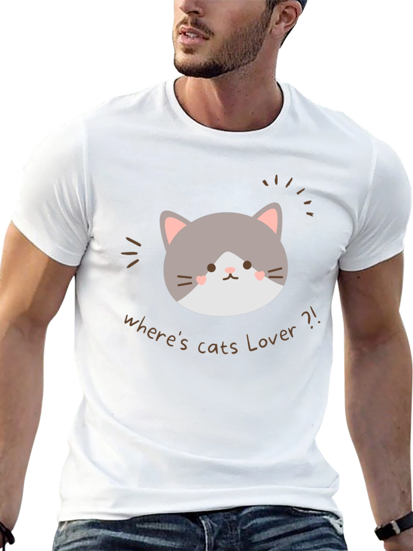 Cute Cat Lover Graphic T-Shirt - Wheres Cats Lover?!