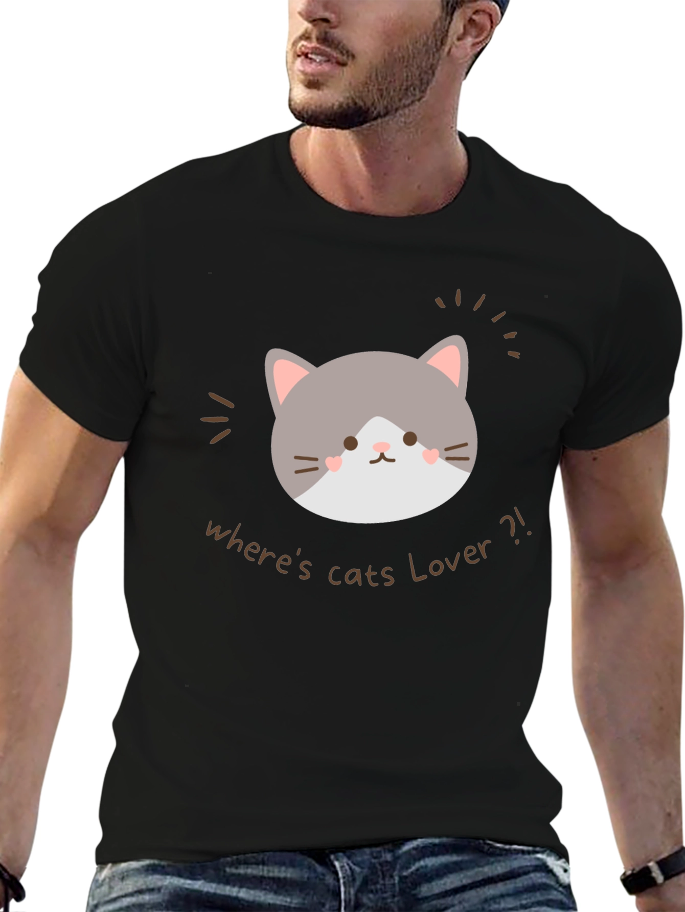 Cute Cat Lover Graphic T-Shirt - Wheres Cats Lover?!