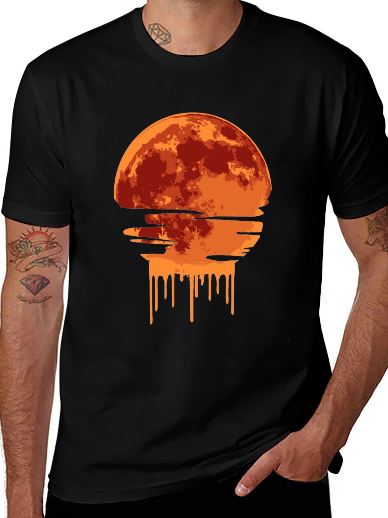 Melting Moon Graphic Tee - Modern Art T-Shirt