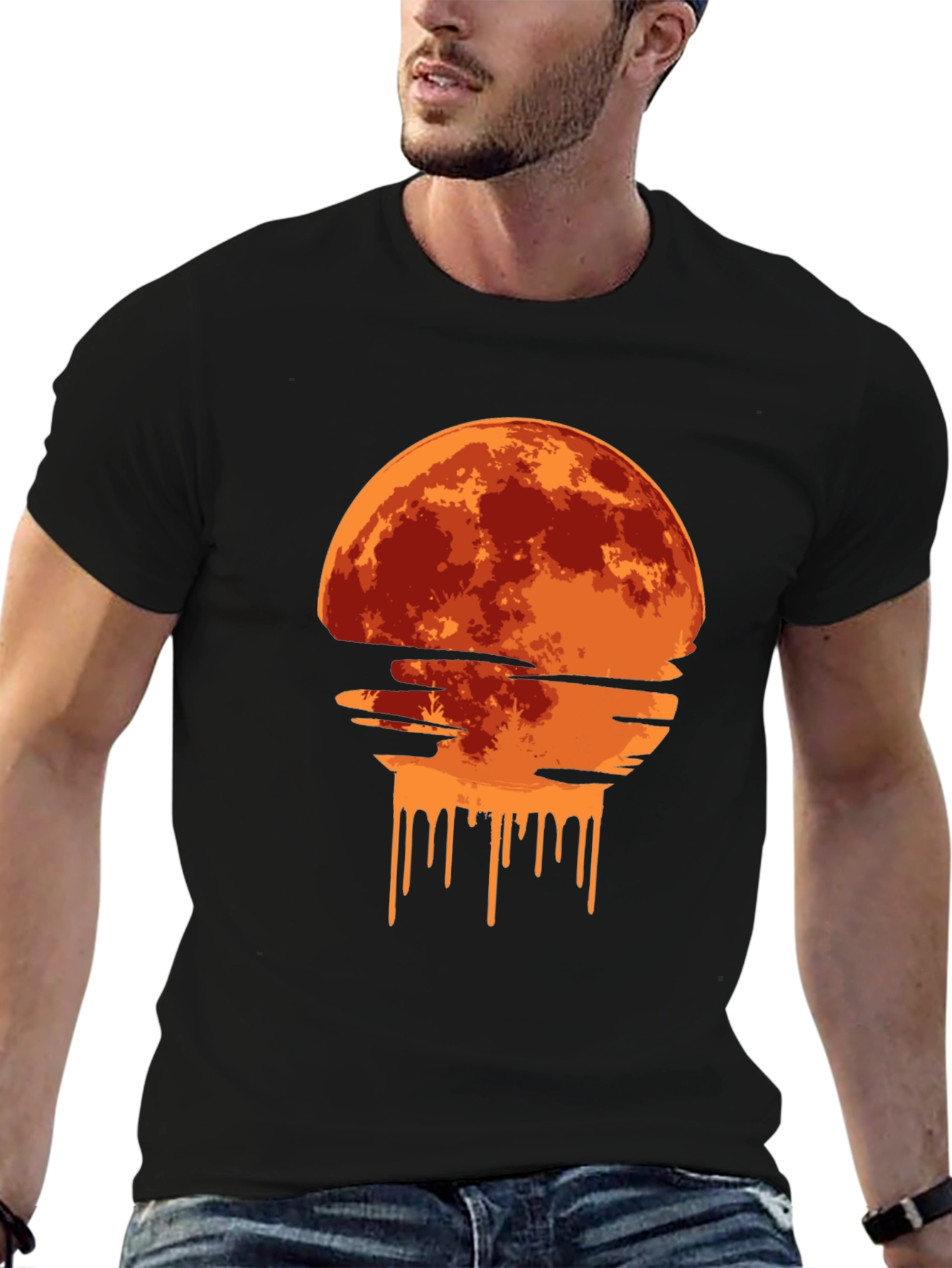 Melting Moon Graphic Tee - Modern Art T-Shirt