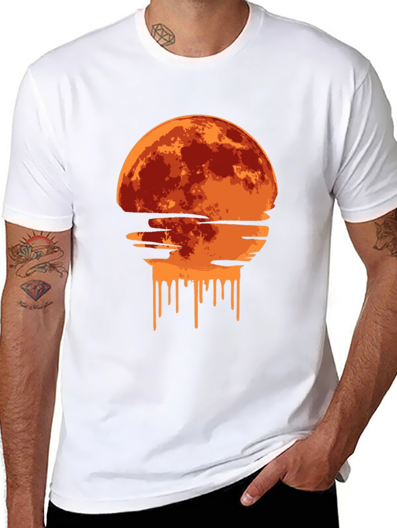 Melting Moon Graphic Tee - Modern Art T-Shirt