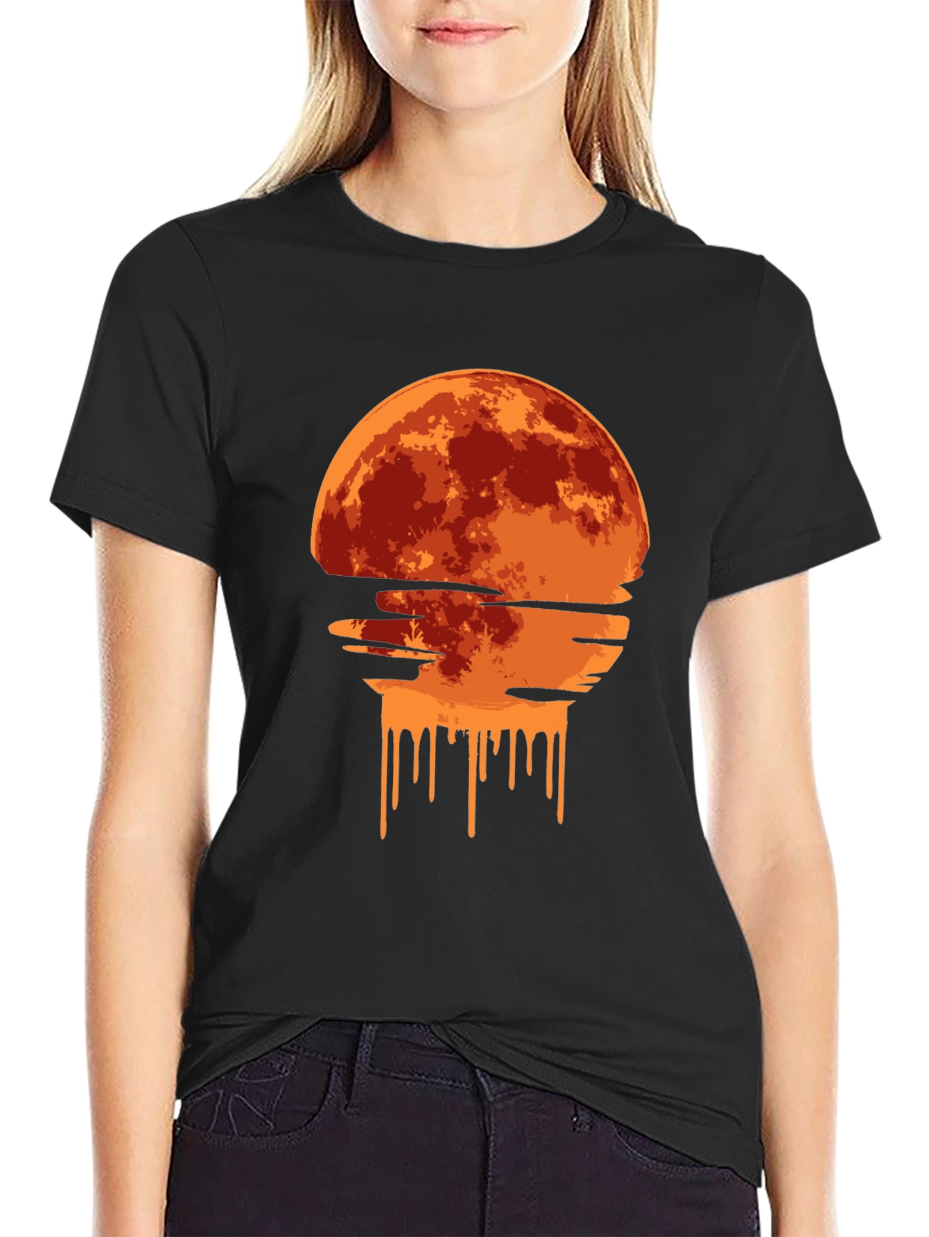 Melting Moon Graphic Tee - Modern Art T-Shirt