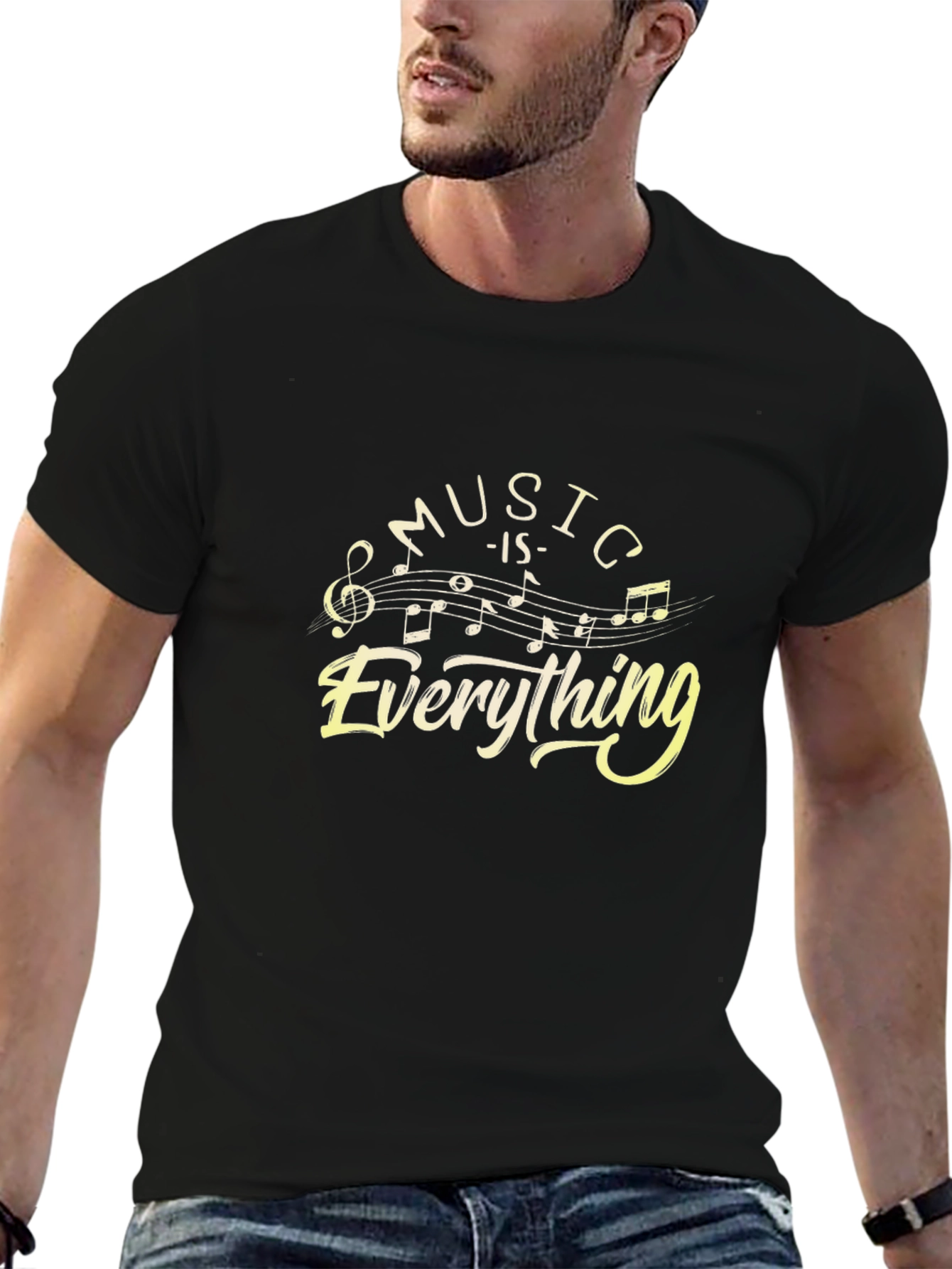 Music is Everything Black Graphic T-Shirt