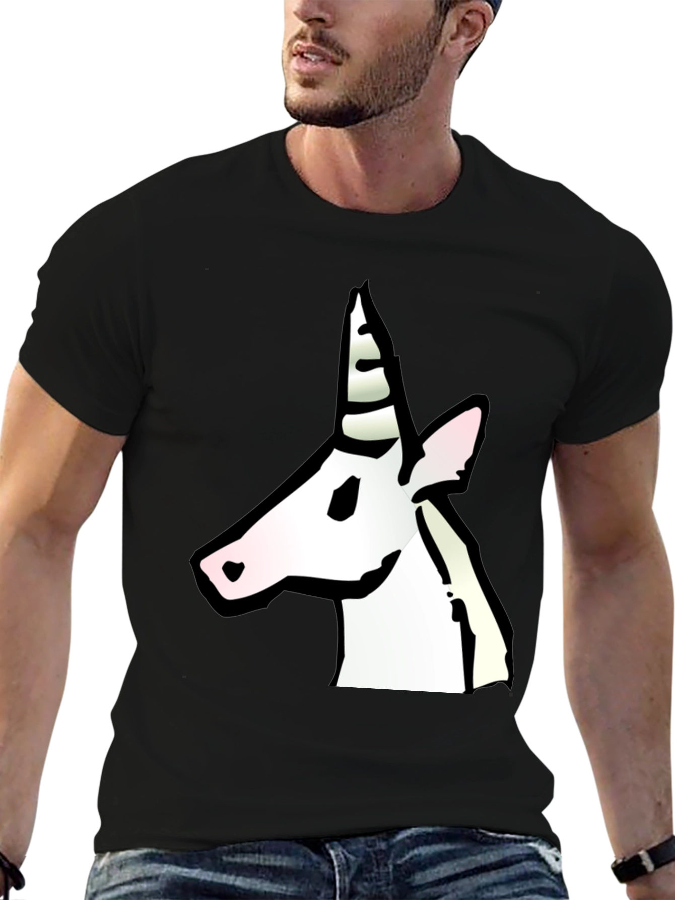 Unicorn Graphic Print Black T-Shirt