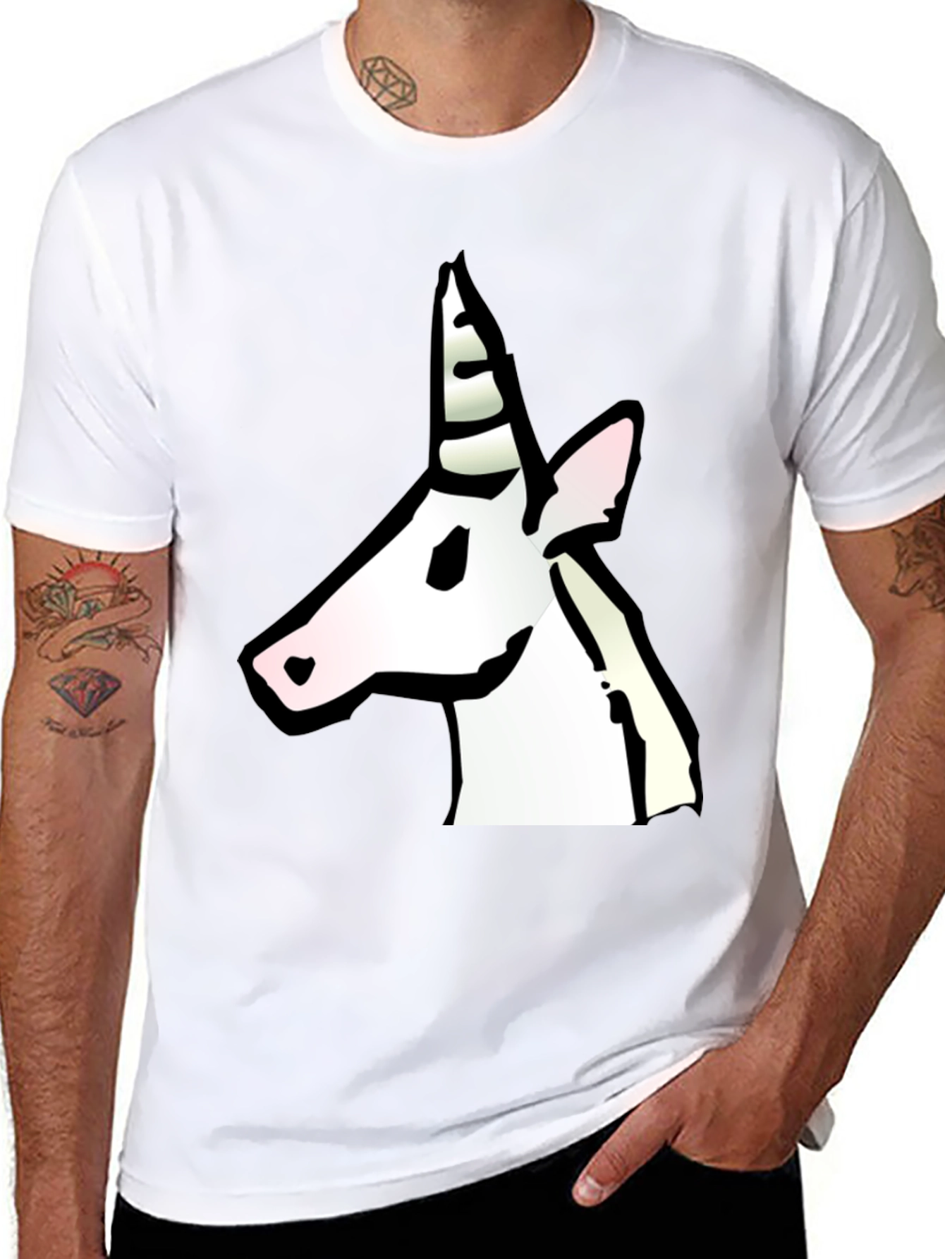 Unicorn Graphic Print Black T-Shirt