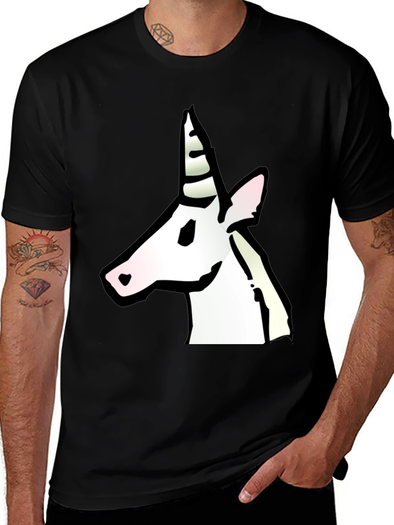 Unicorn Graphic Print Black T-Shirt