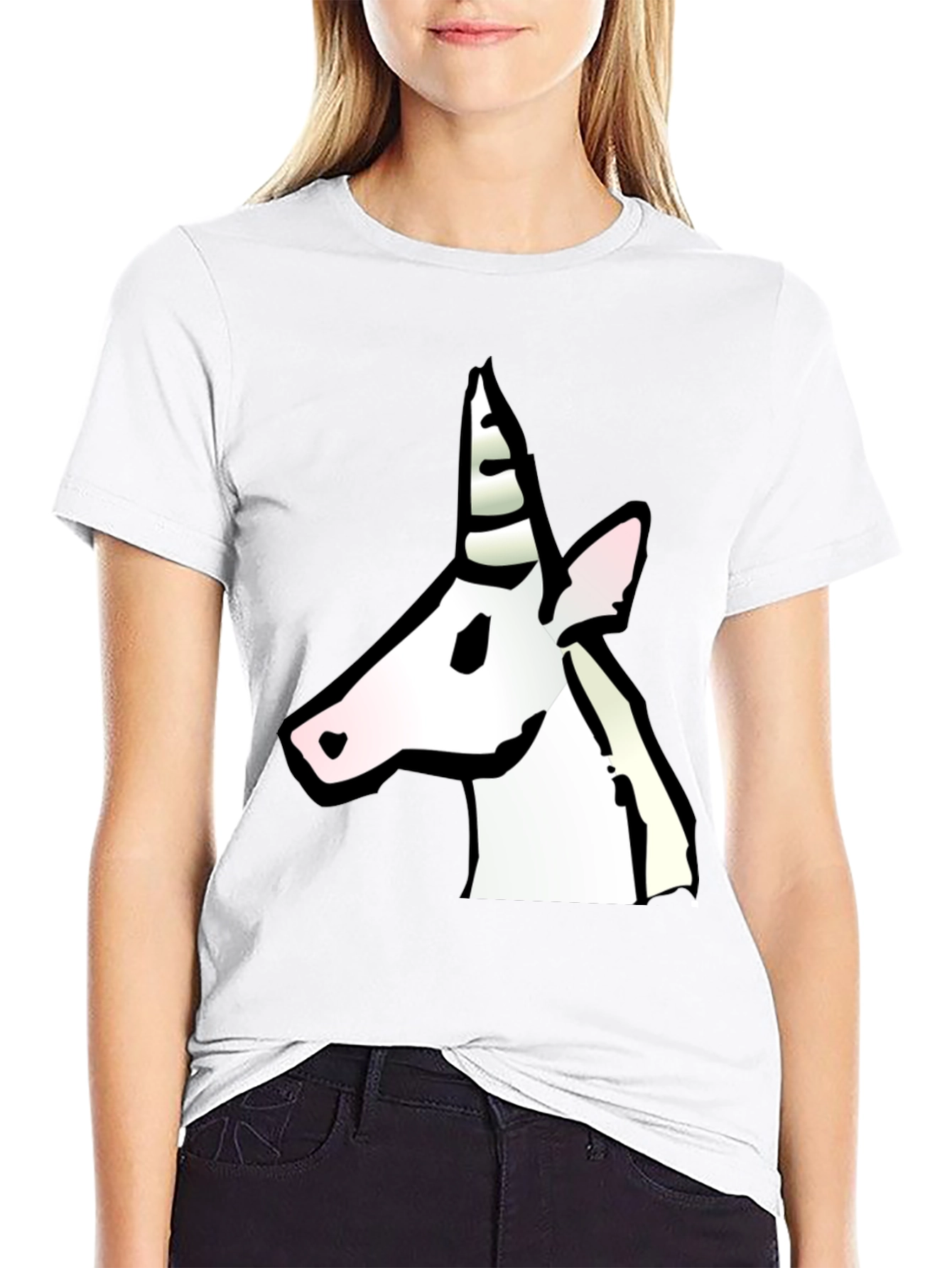 Unicorn Graphic Print Black T-Shirt