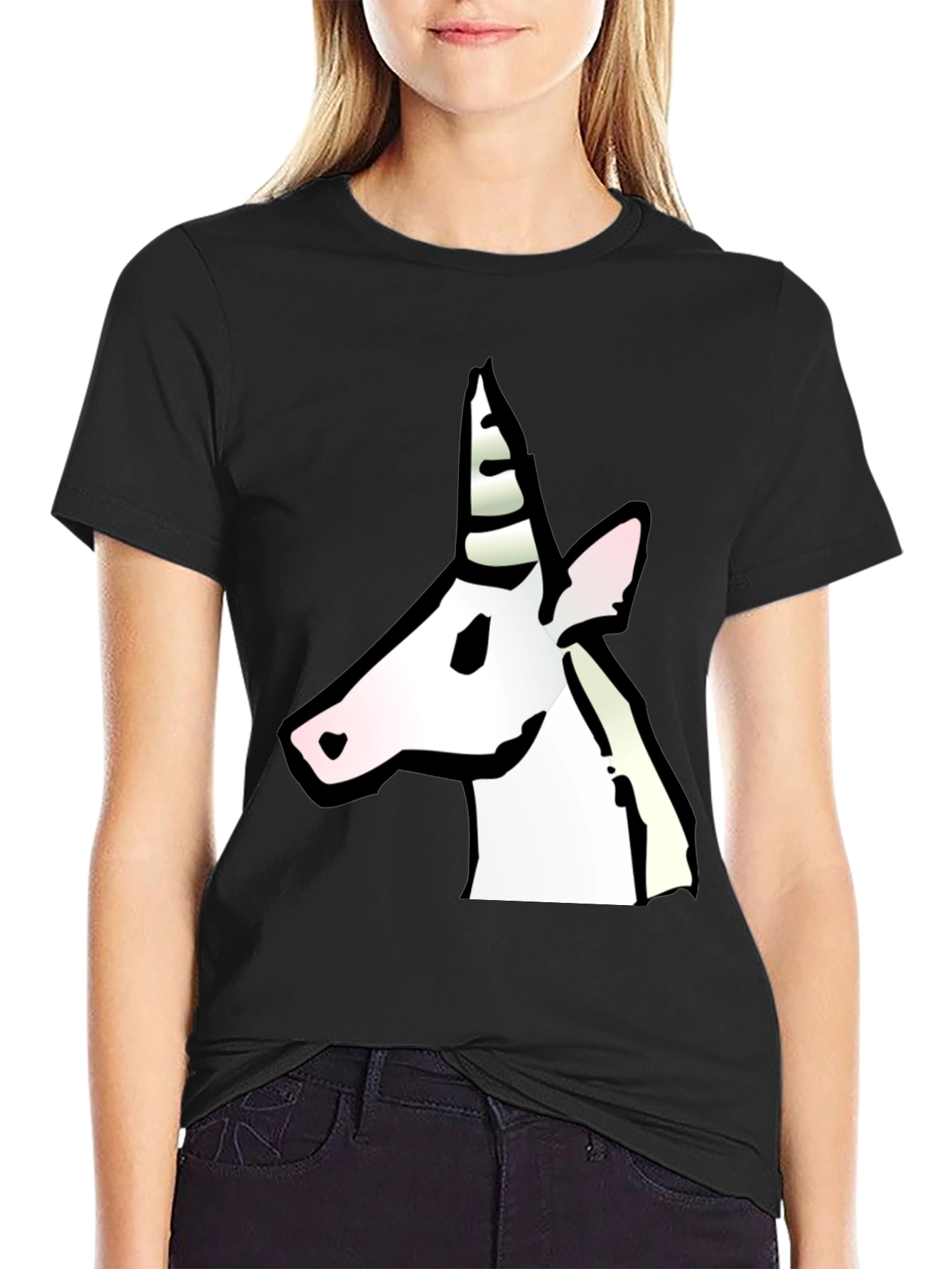 Unicorn Graphic Print Black T-Shirt
