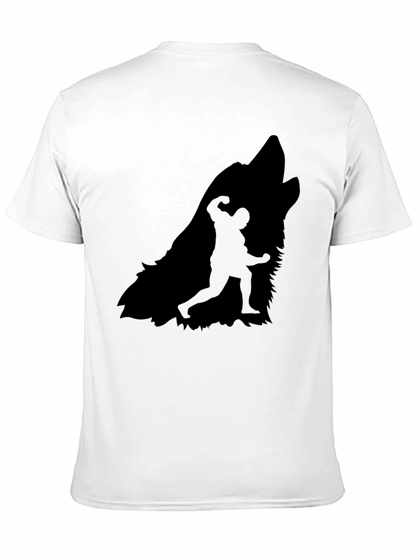 Wolf Howling Bodybuilder Silhouette Graphic Tee - Black