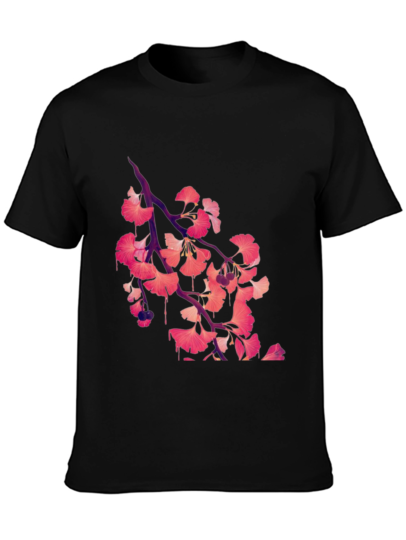 Gingko Leaf Graphic Black Tee