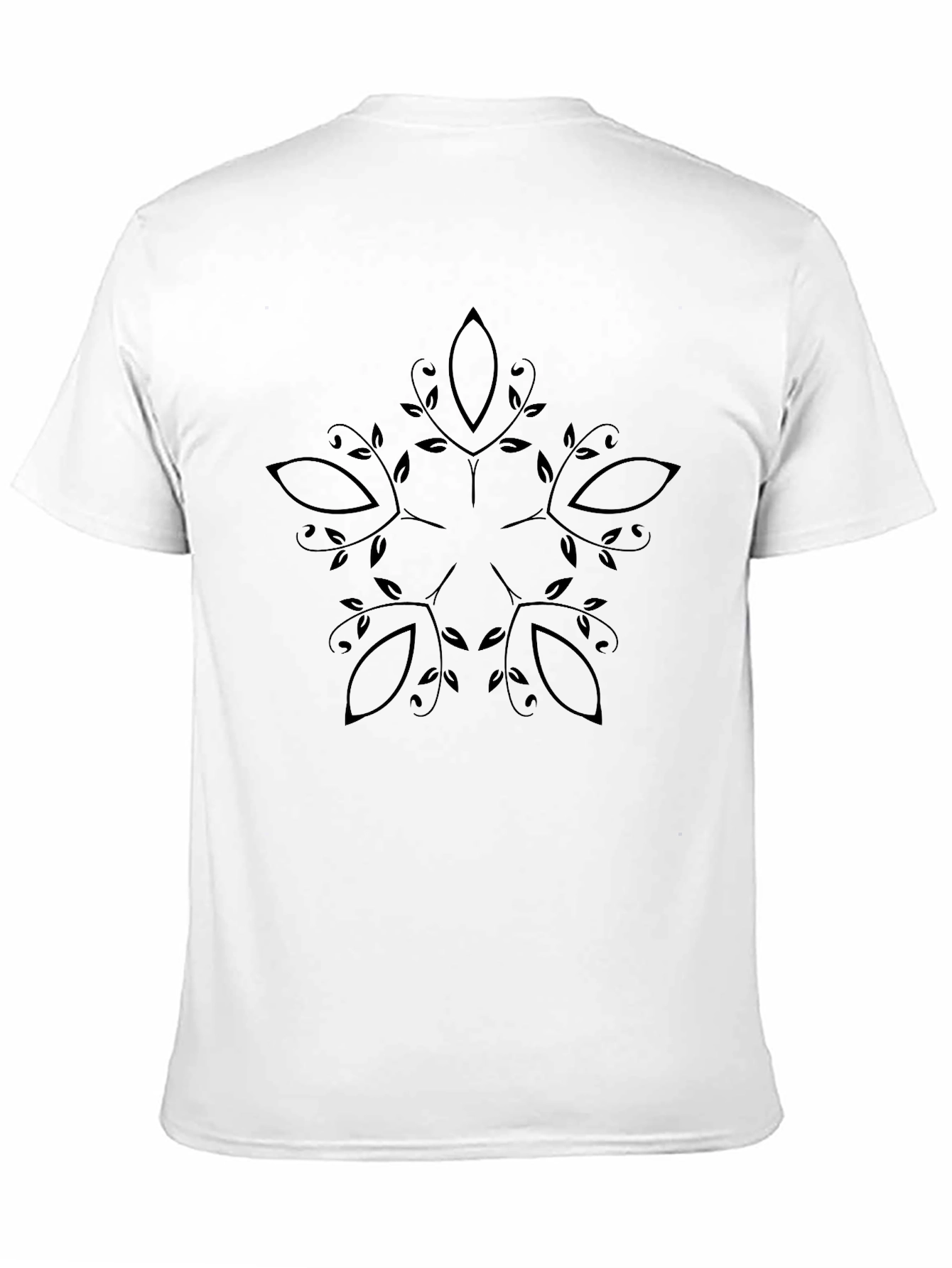 Mens Black Tee with Botanical Mandala Graphic