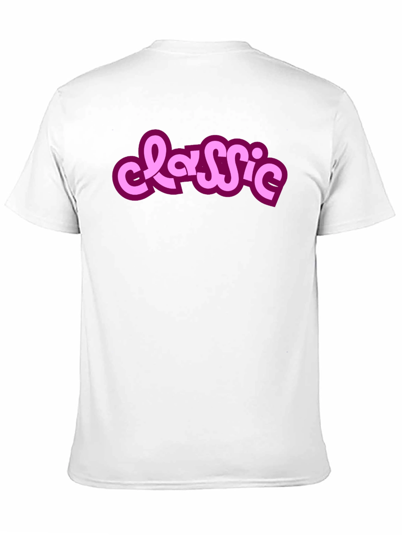 Classic Style Black Tee with Pink Lettering