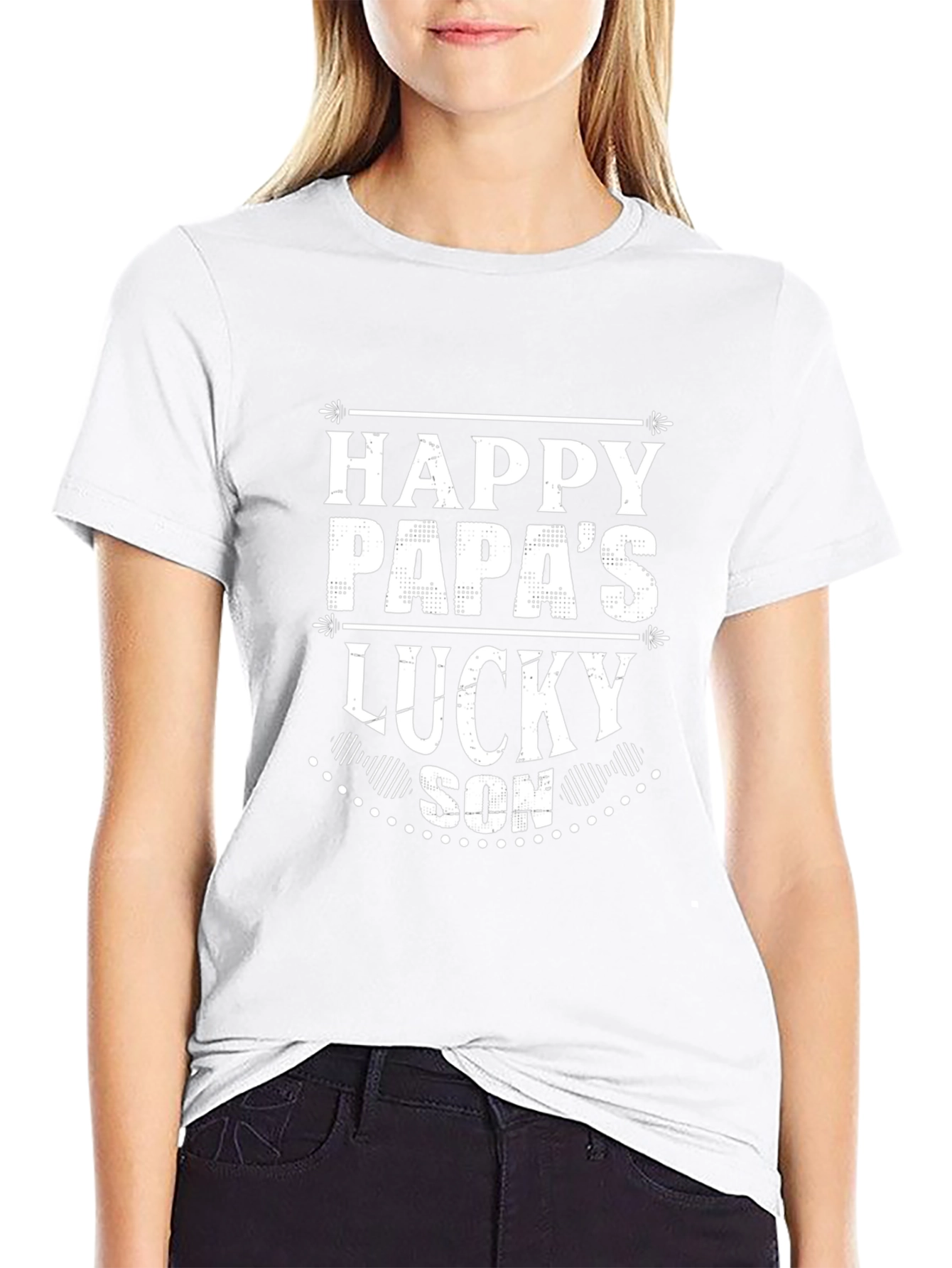 Happy Papas Lucky Son Black T-Shirt