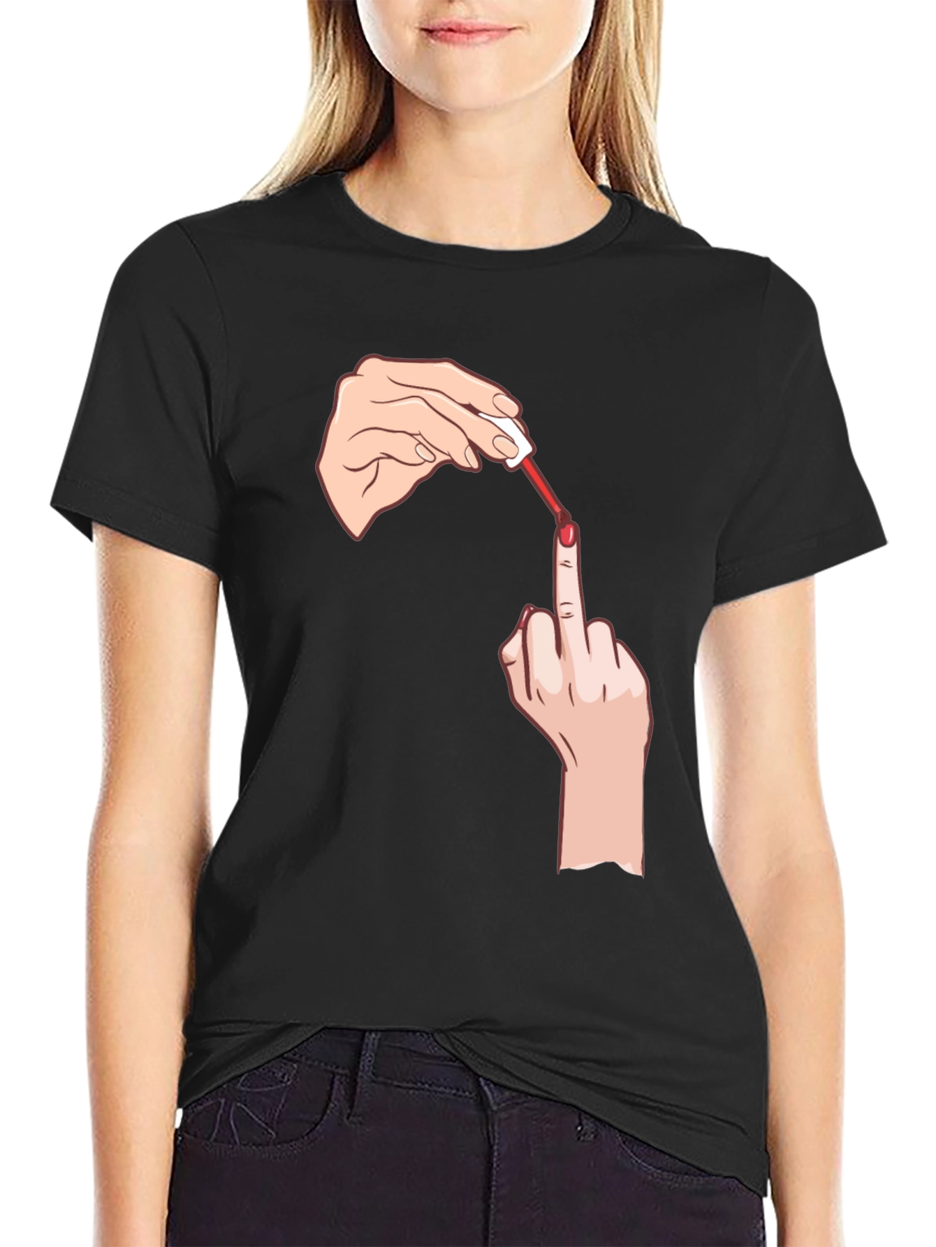 Funny Middle Finger Nail Polish Graphic Tee