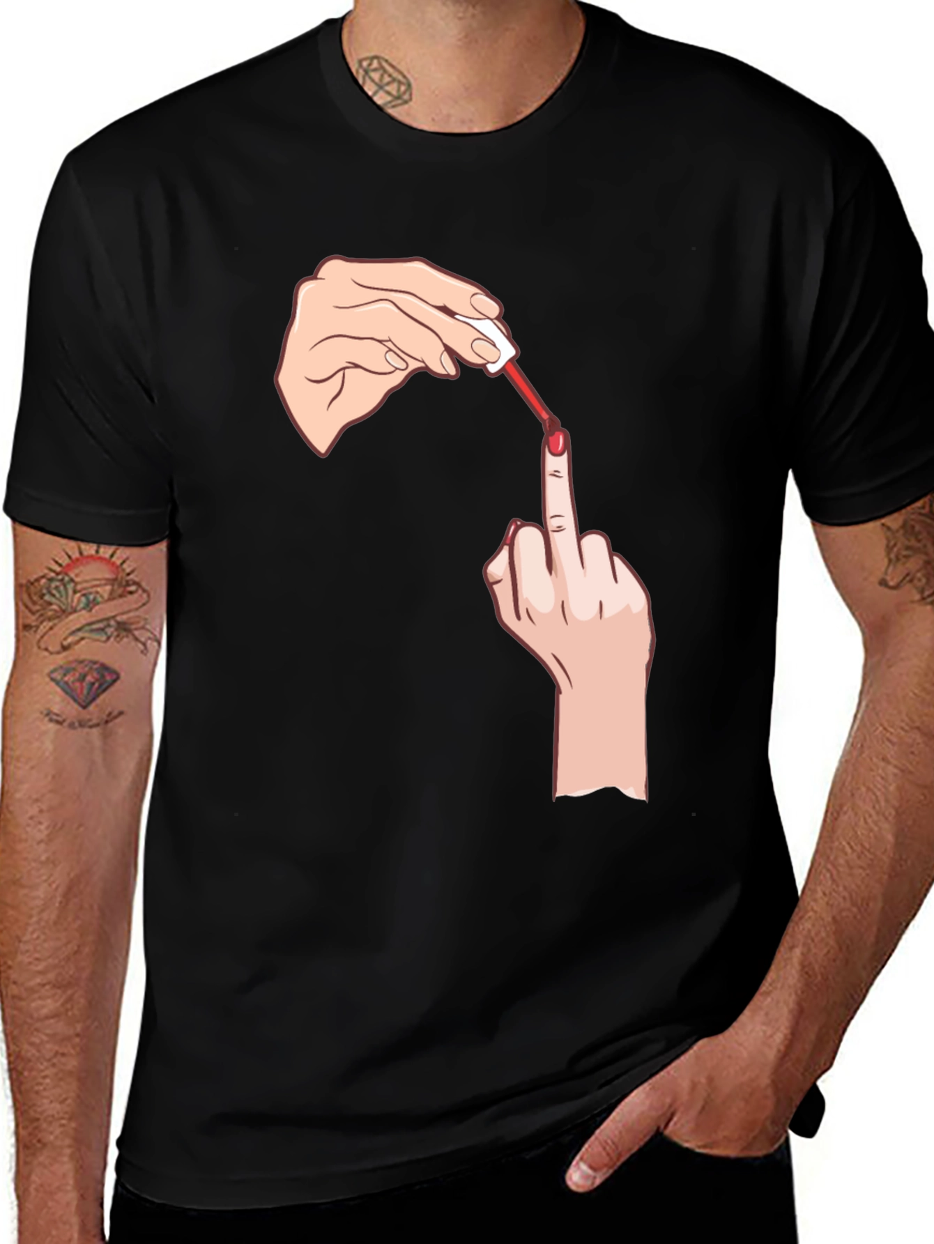 Funny Middle Finger Nail Polish Graphic Tee