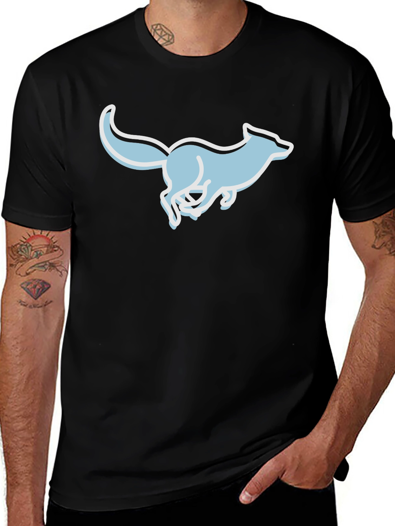 Running Fox Graphic Tee - Black Unisex Shirt