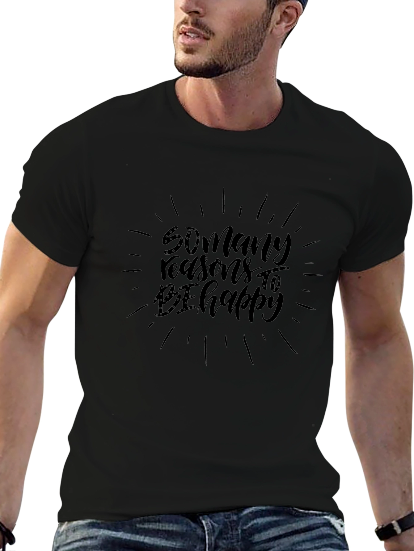 Reasons to be Happy Black Graphic Tee