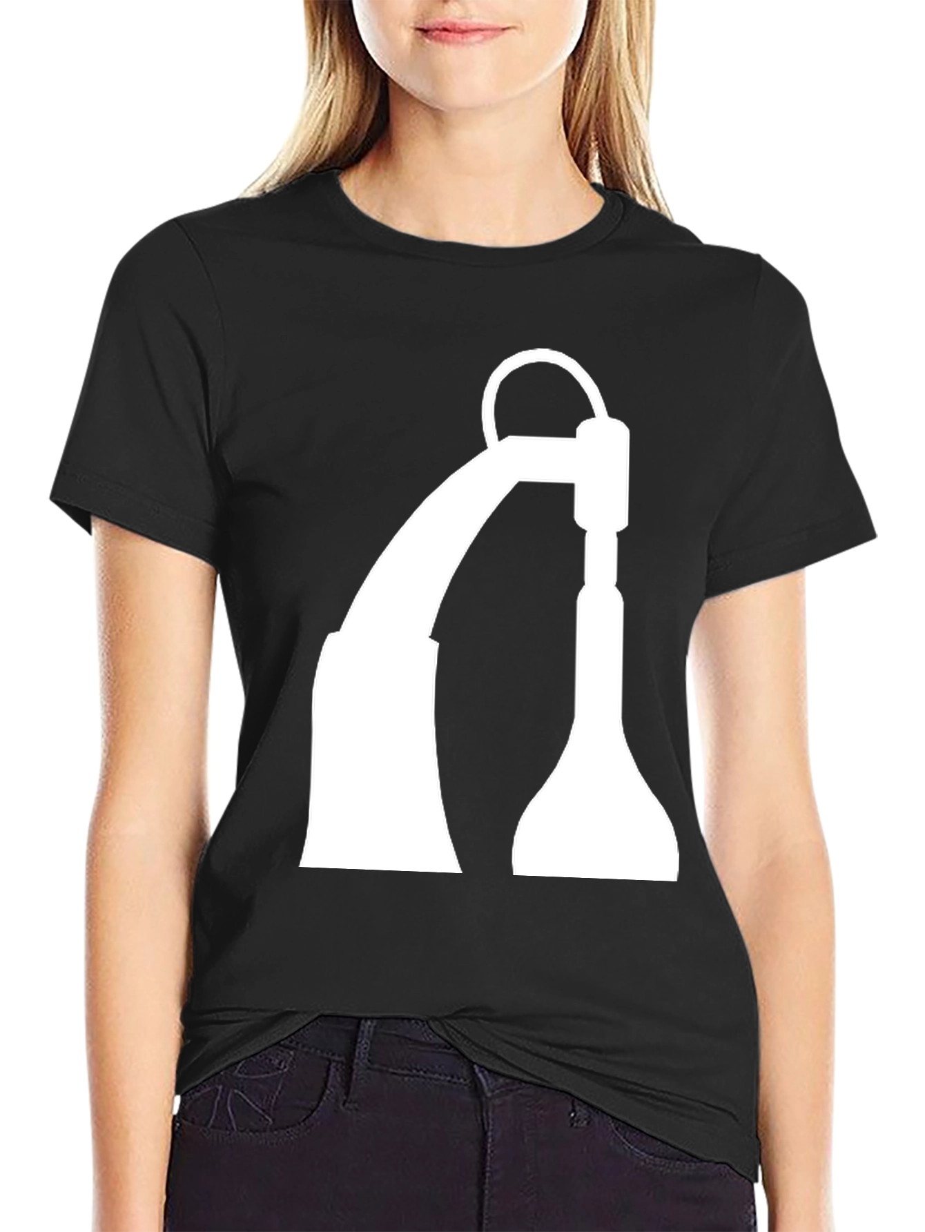 Black T-Shirt with White Industrial Crane Design