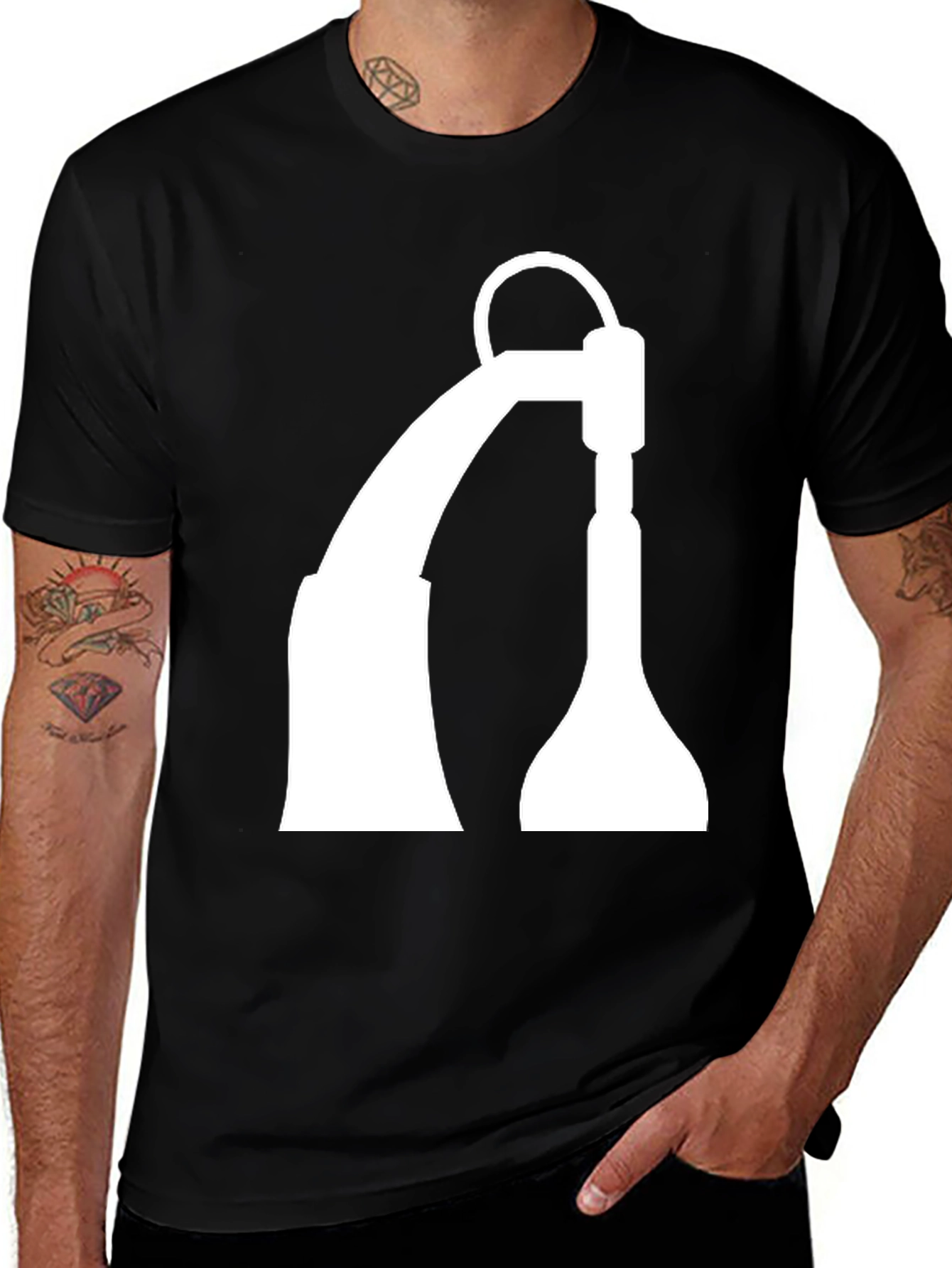Black T-Shirt with White Industrial Crane Design