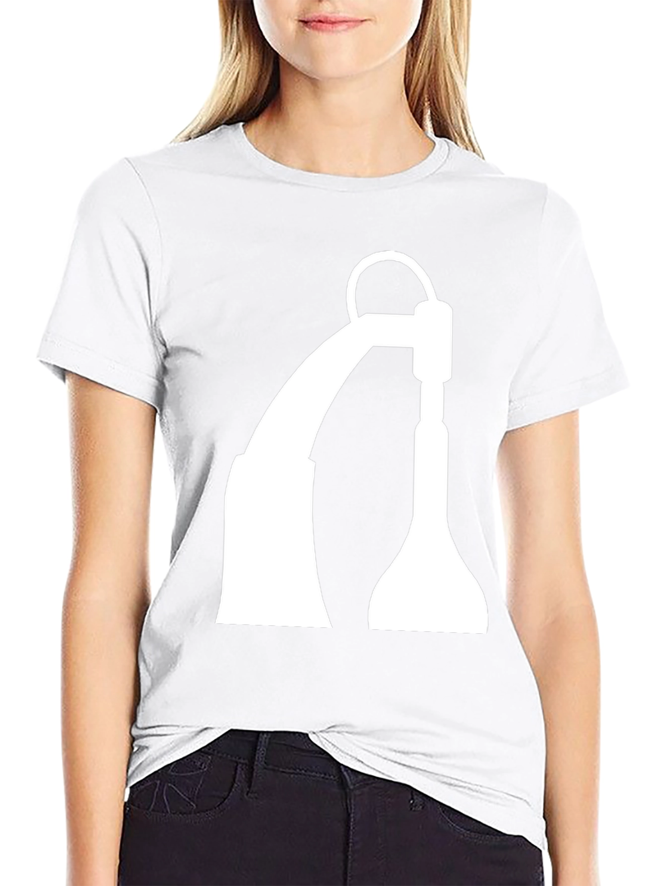 Black T-Shirt with White Industrial Crane Design