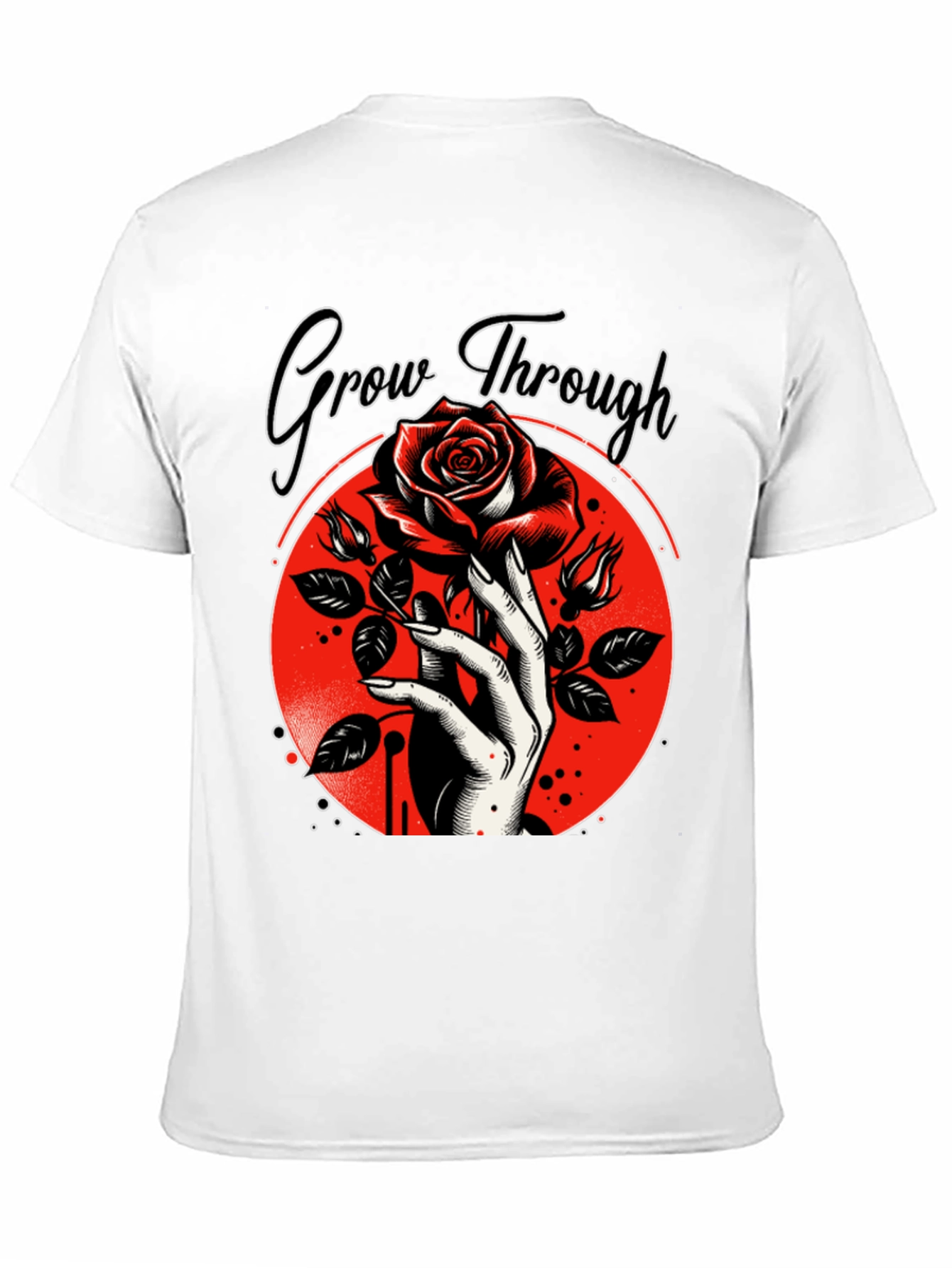 Grow Through T-Shirt - Rose and Hand Graphic Tee