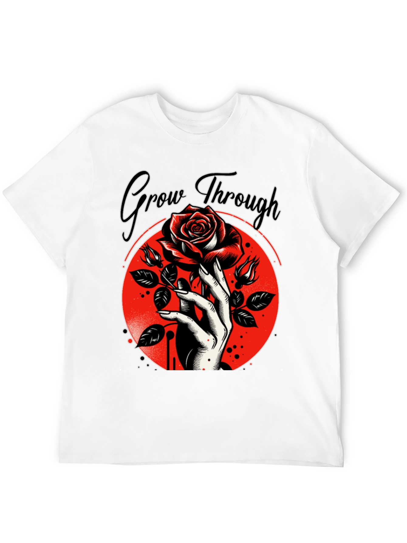 Grow Through T-Shirt - Rose and Hand Graphic Tee