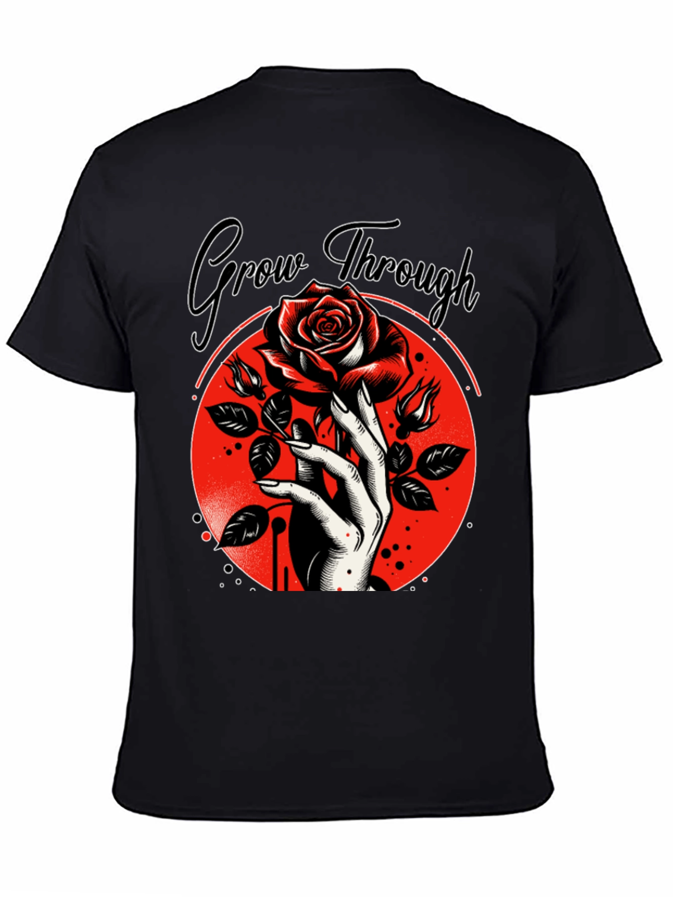 Grow Through T-Shirt - Rose and Hand Graphic Tee