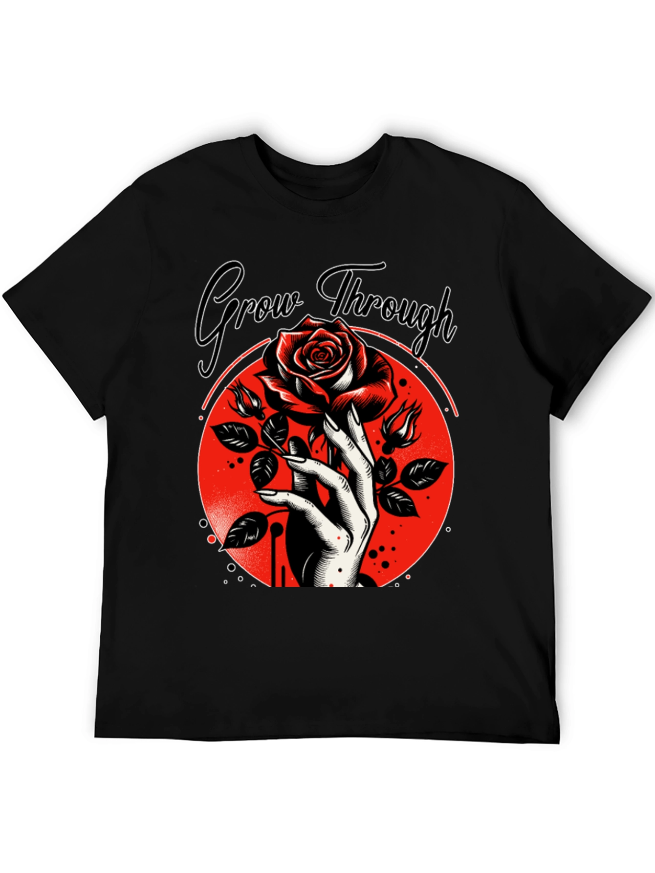 Grow Through T-Shirt - Rose and Hand Graphic Tee