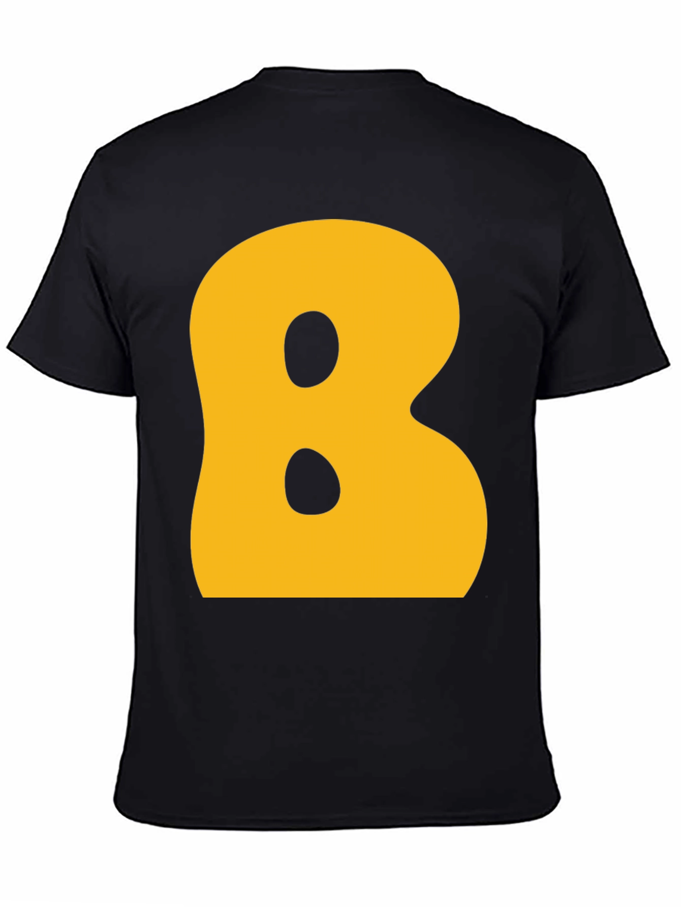 Letter B Graphic T-Shirt - Black Cotton Blend