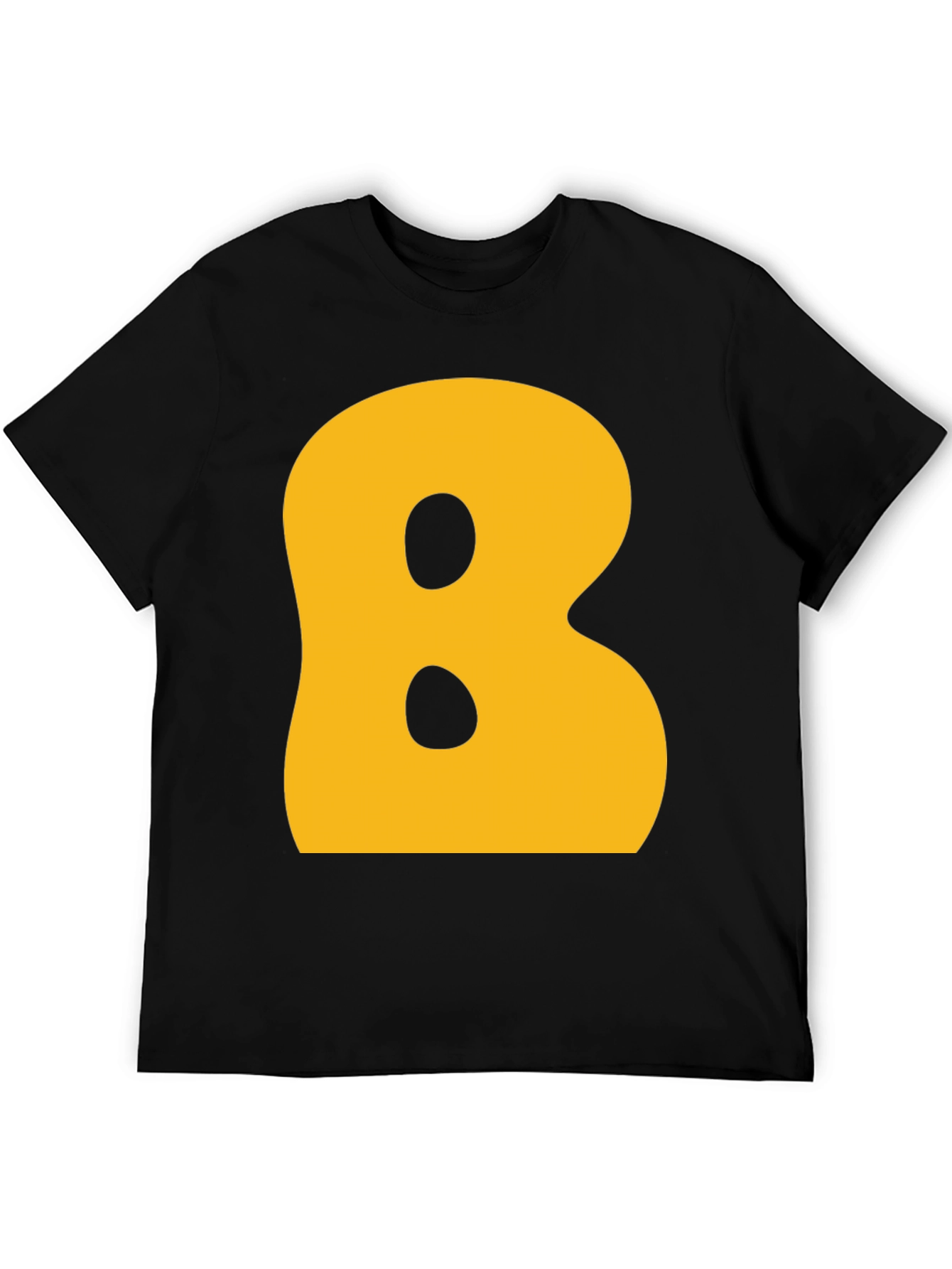 Letter B Graphic T-Shirt - Black Cotton Blend