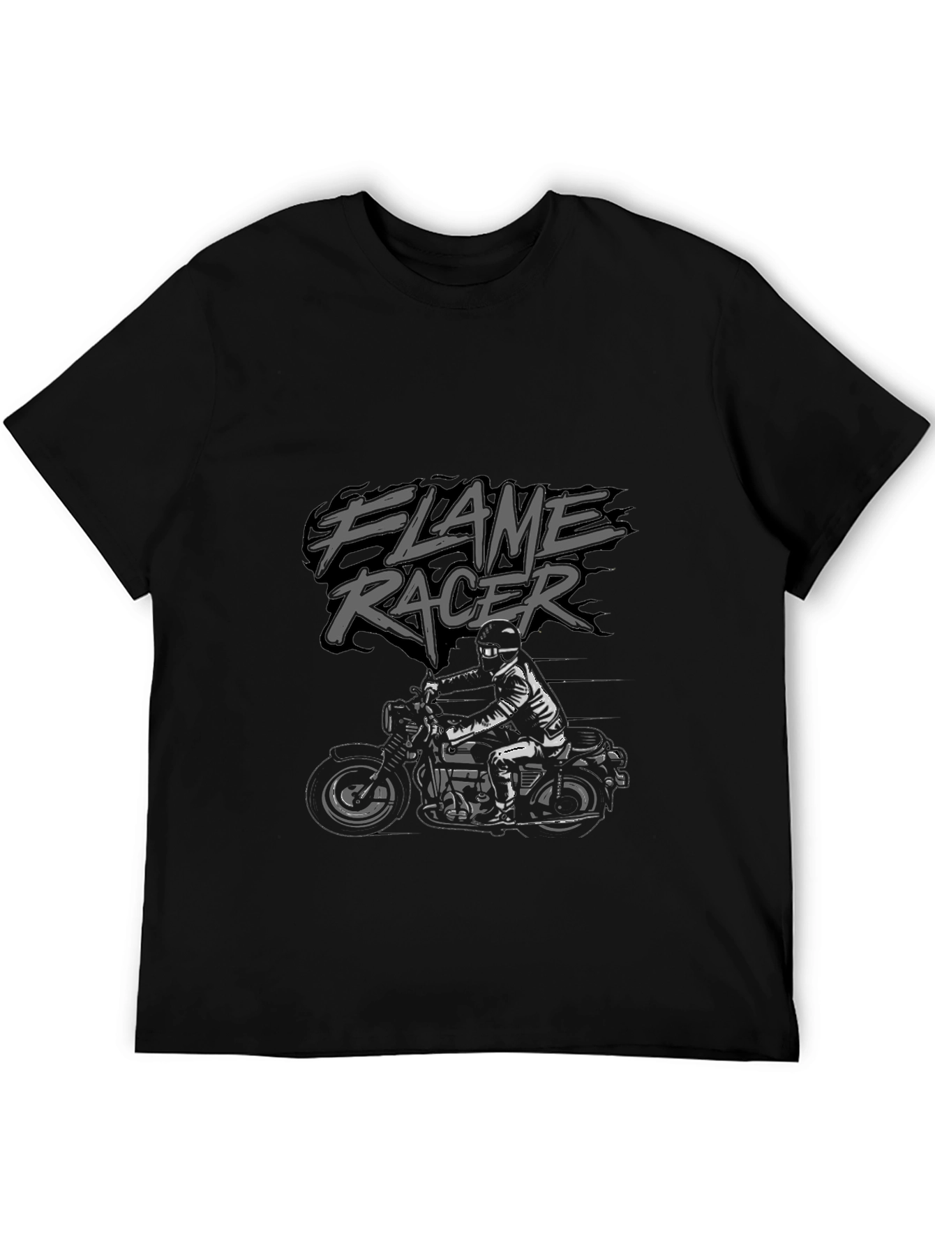 Flame Racer Graphic Tee - Motorcycle Design