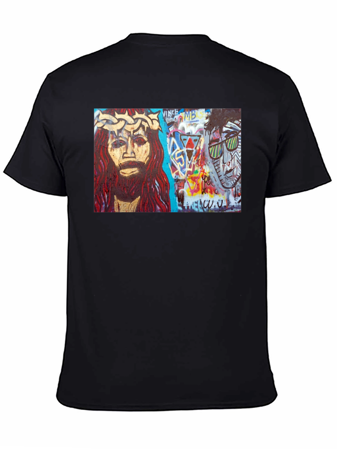 Street Art Graphic Print Black T-Shirt